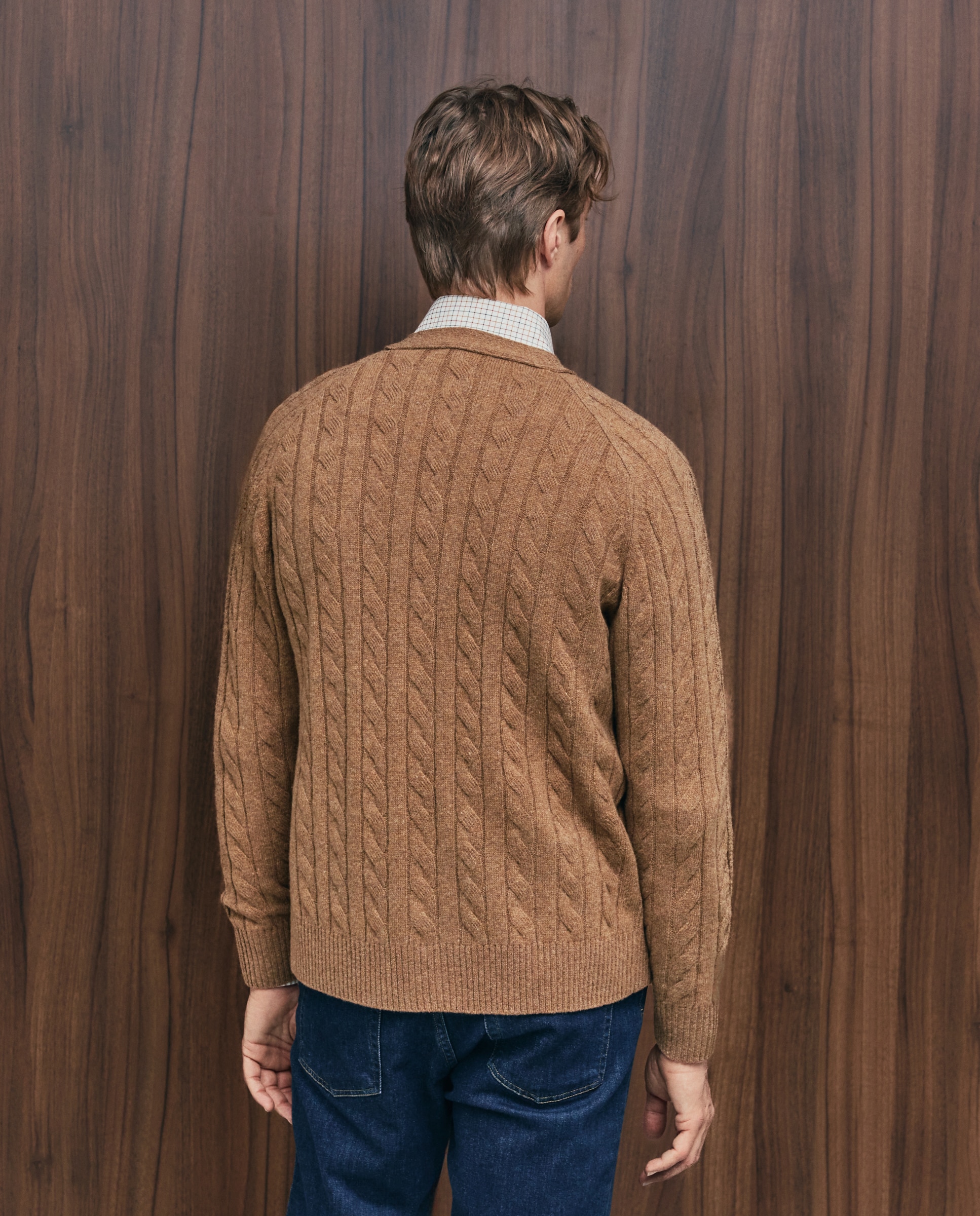Cardigan de hombre botones fantasia ochos lambswool - Emidio Tucci - Camel Camel-3