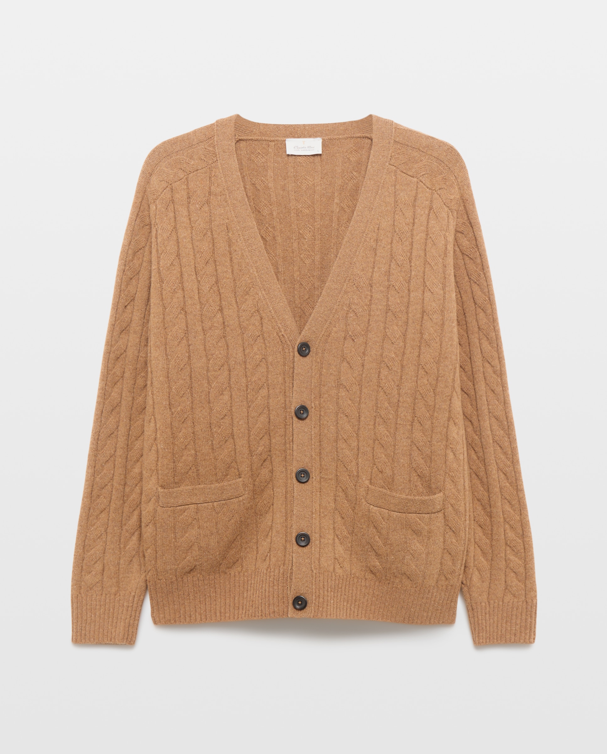 Cardigan de hombre botones fantasia ochos lambswool - Emidio Tucci - Camel Camel-4