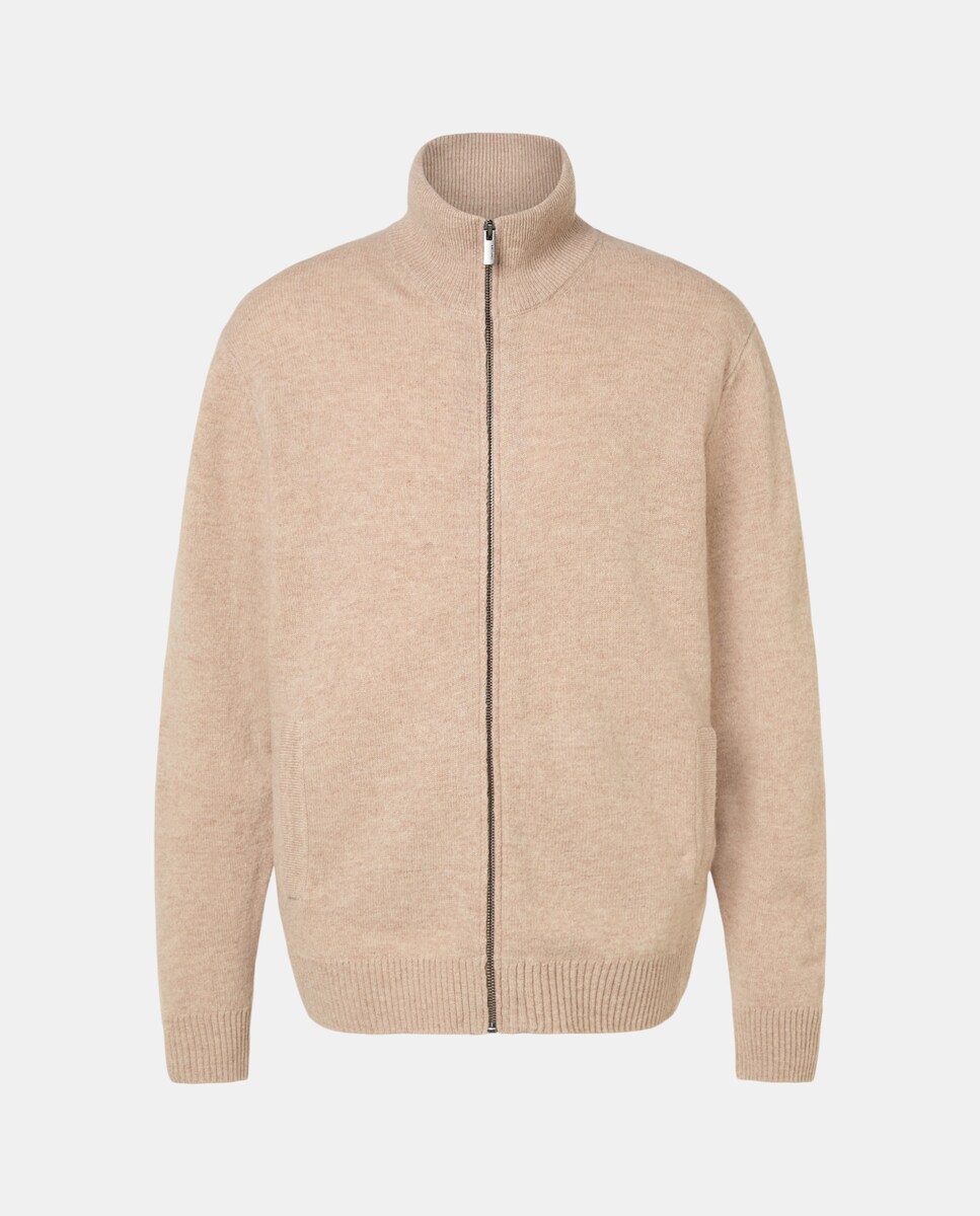 Casaco com Fecho de Correr Bege-4