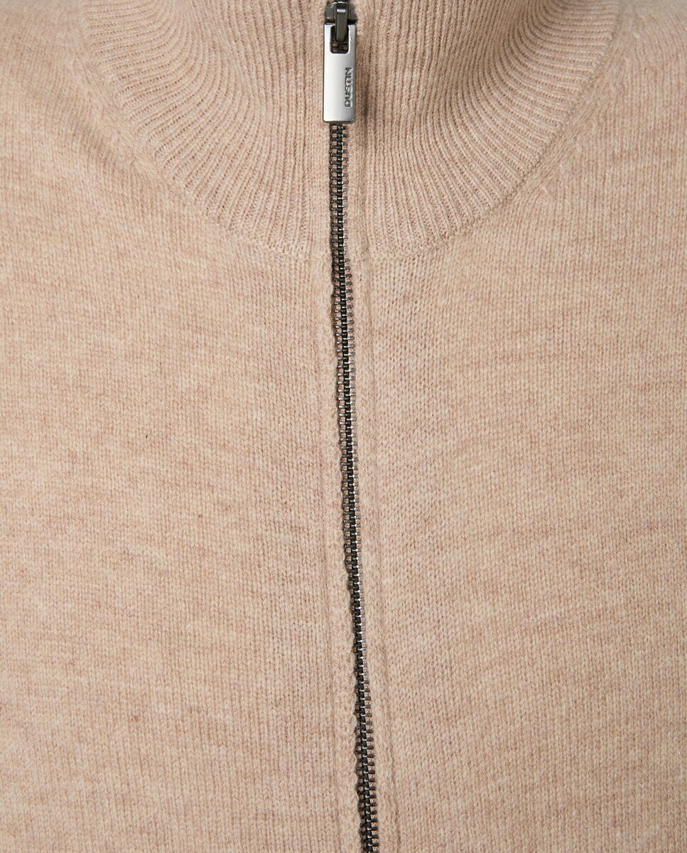 Casaco com Fecho de Correr Bege-5