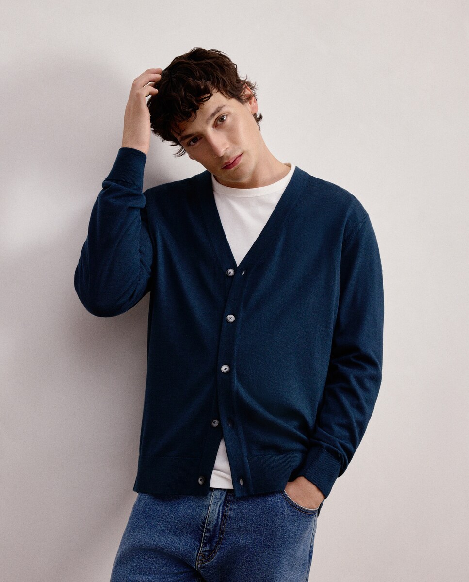 Cardigan com Botões Verde Água-1