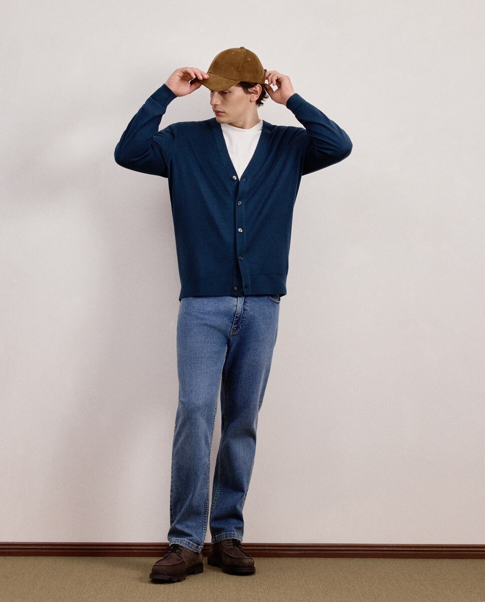 Cardigan com Botões Verde Água-2