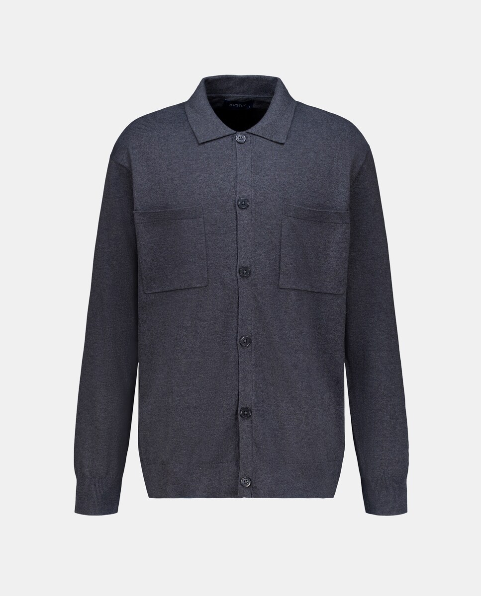 Casaco com Bolsos de Malha Cinzento-escuro-4