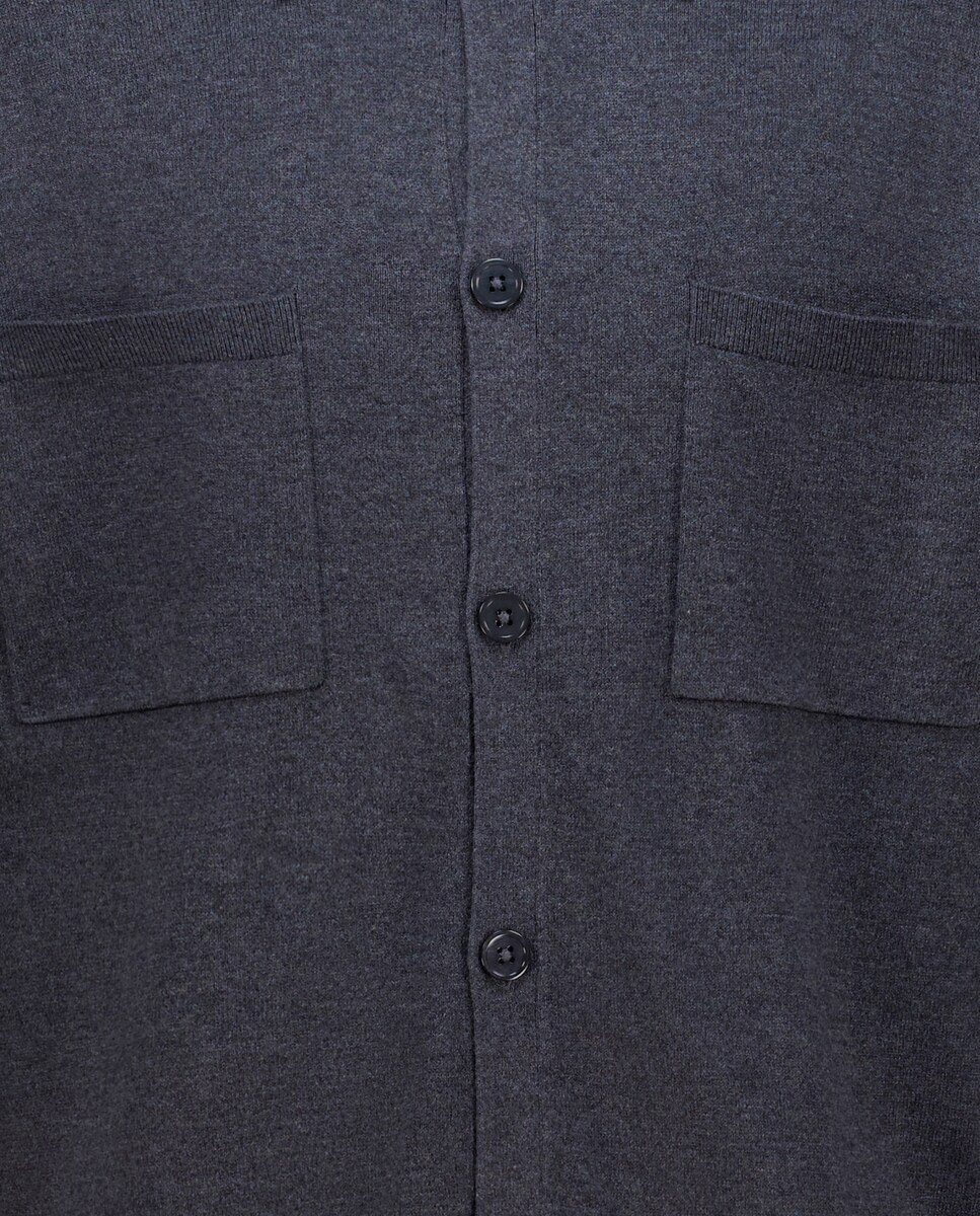 Casaco com Bolsos de Malha Cinzento-escuro-5