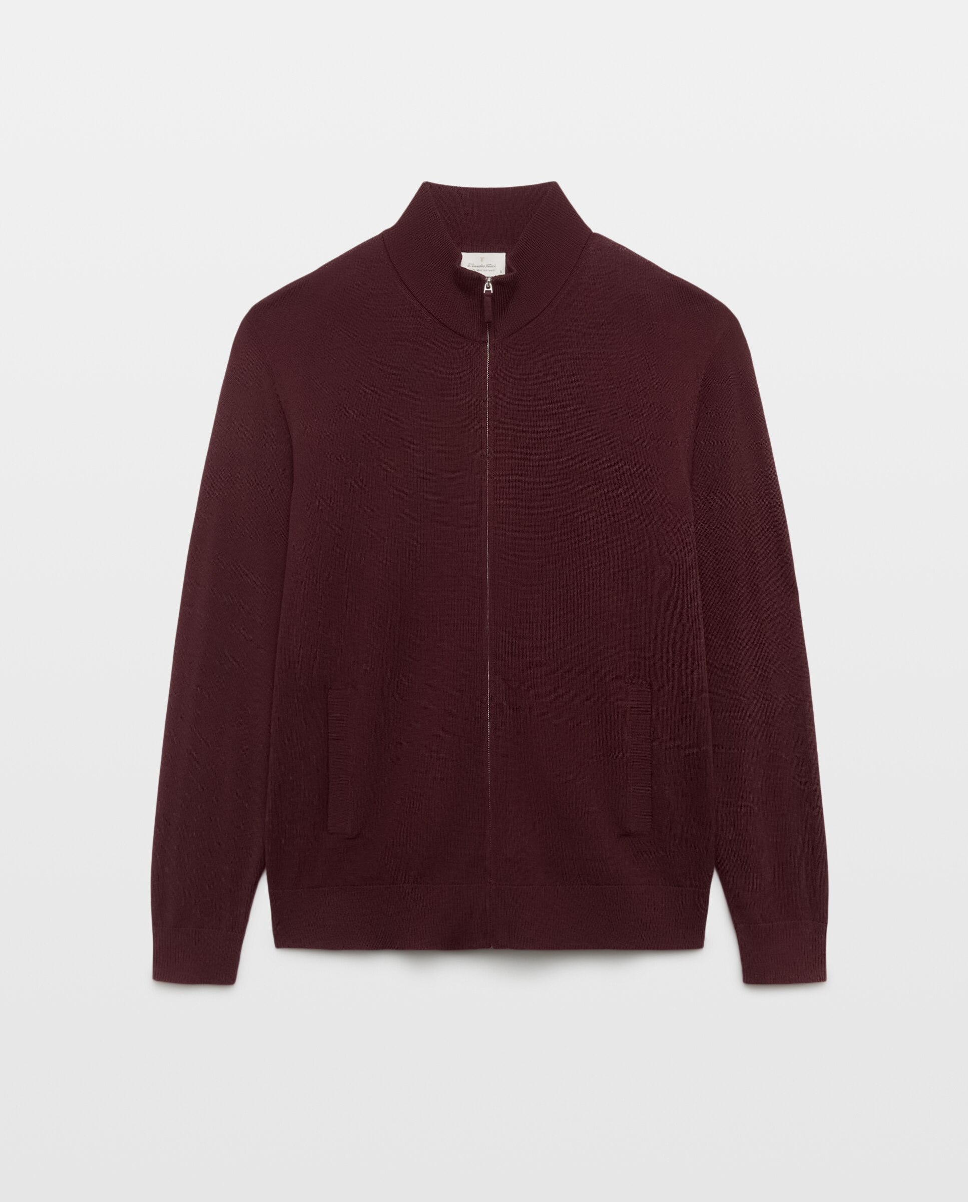 Cardigan cuello semicisne cremallera lavable 100% lana merino de hombre - Emidio Tucci - Granate Granate-4