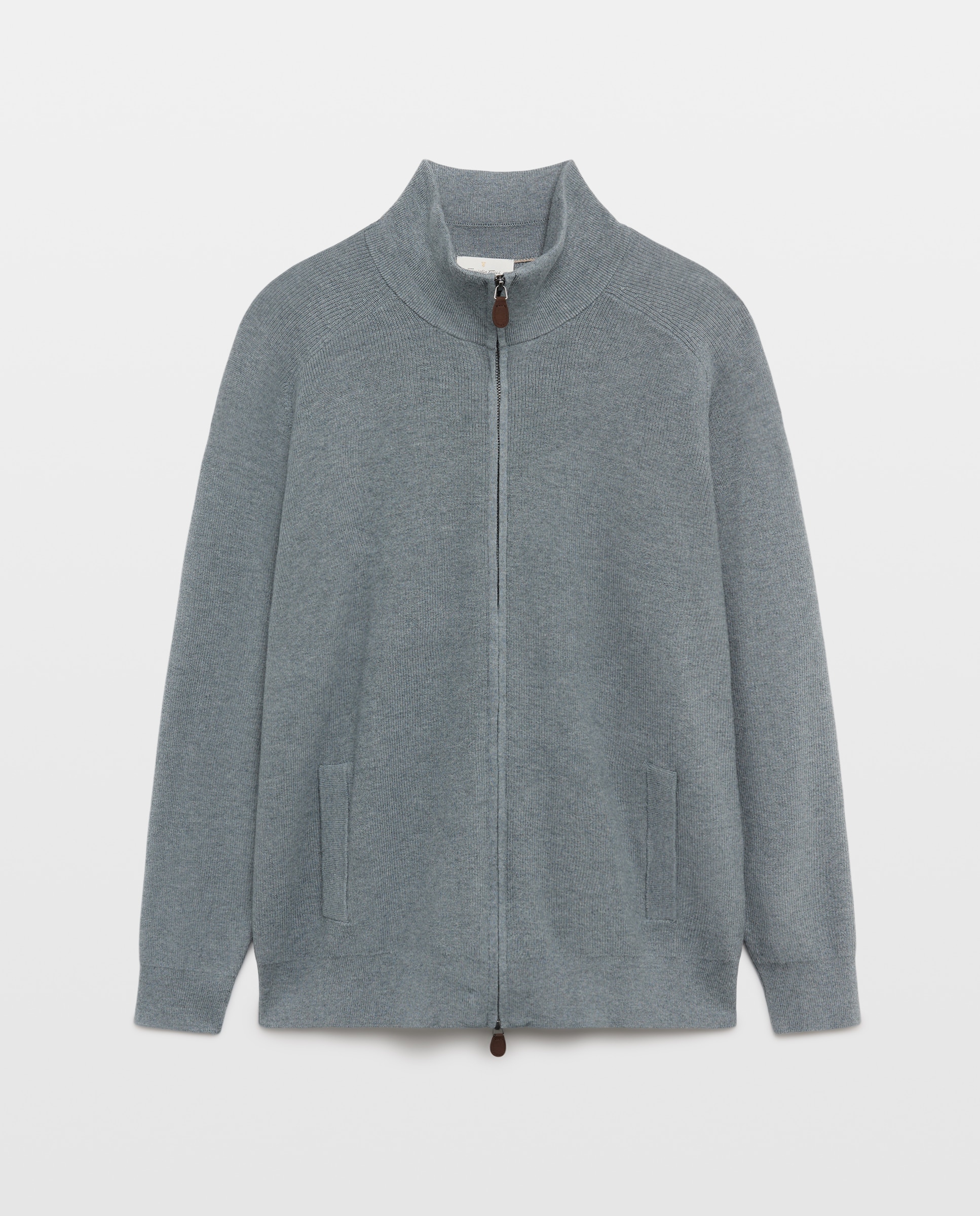 Cardigan de hombre de c/semicisne cremallera liso algodón merino - Emidio Tucci - Azul Azul-4