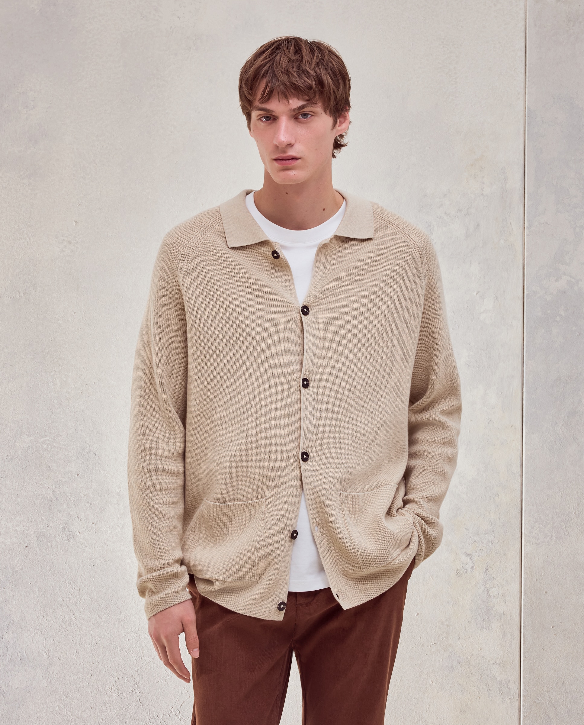 Chaqueta cuello polo bolsillos hombre. - Dustin - Beige Beige-1