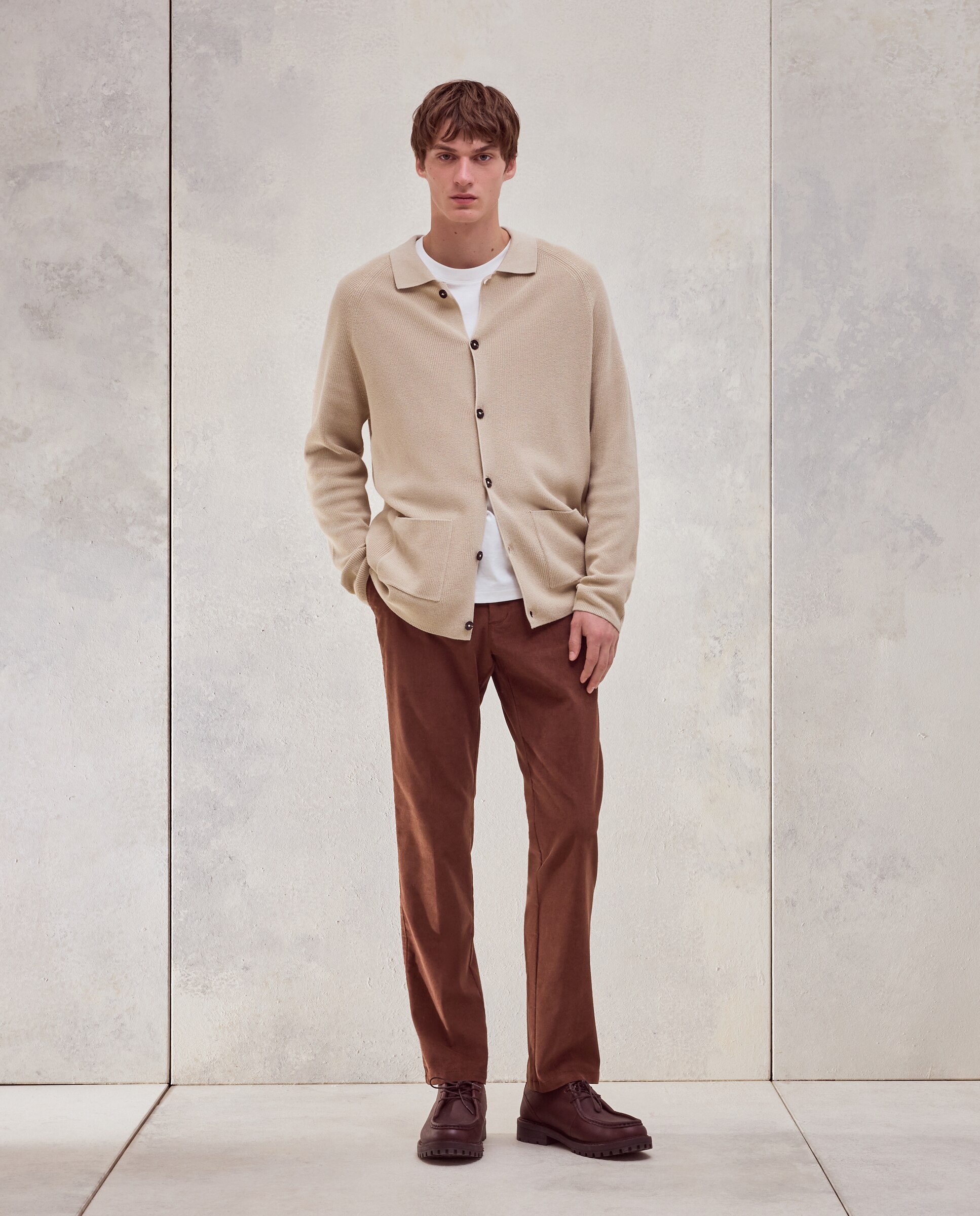 Chaqueta cuello polo bolsillos hombre. - Dustin - Beige Beige-2