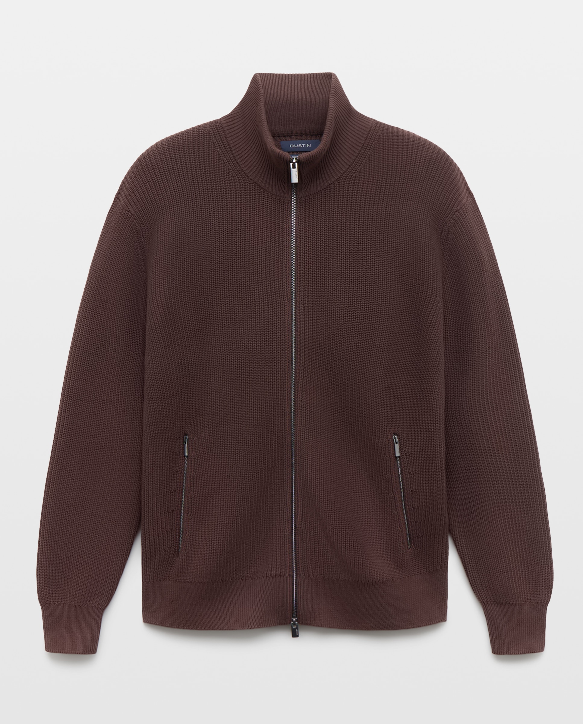 Imagen 1 de Cardigan cremallera lisa 100% algodón de hombre - Dustin - Marrón Marrón