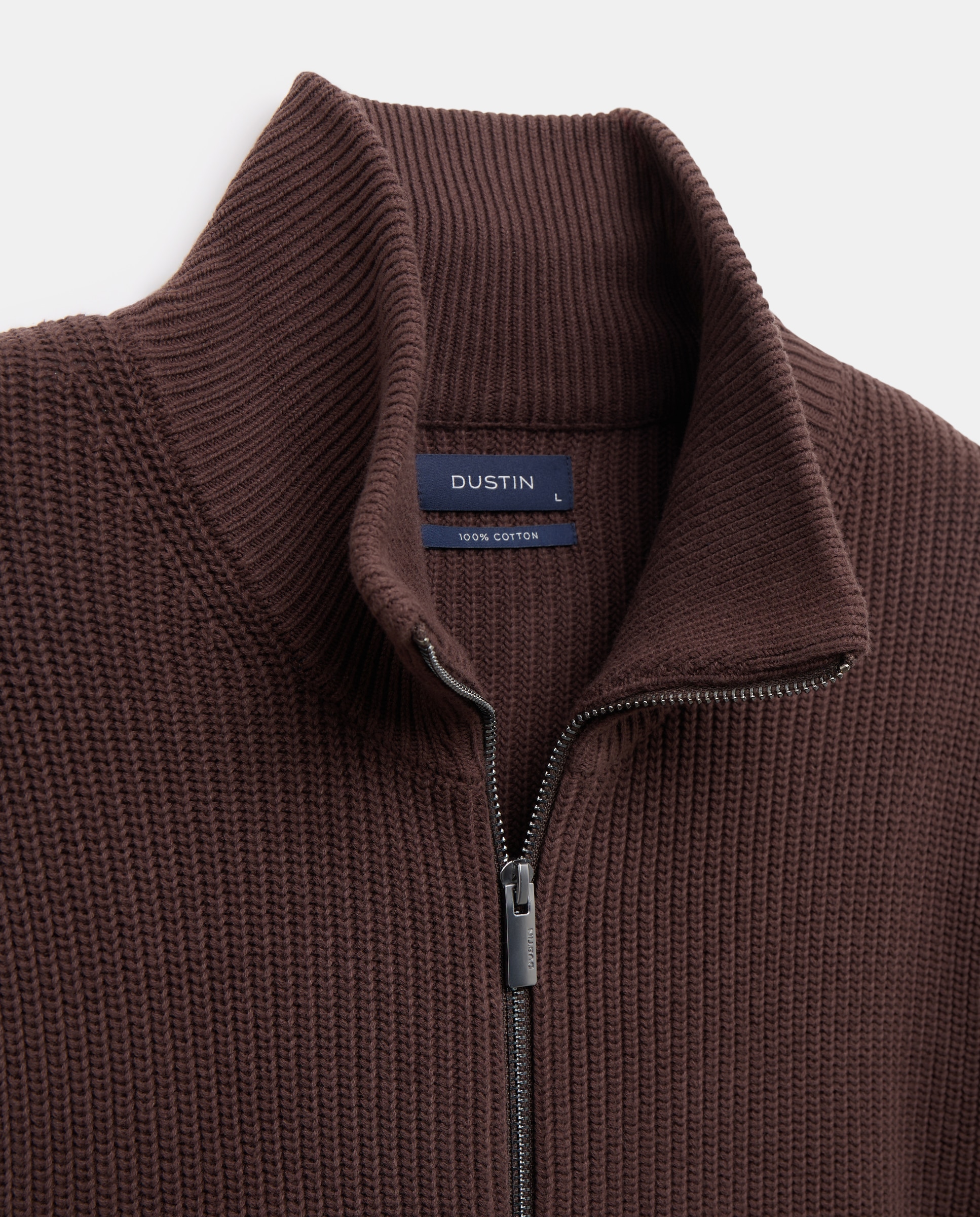 Imagen 2 de Cardigan cremallera lisa 100% algodón de hombre - Dustin - Marrón Marrón
