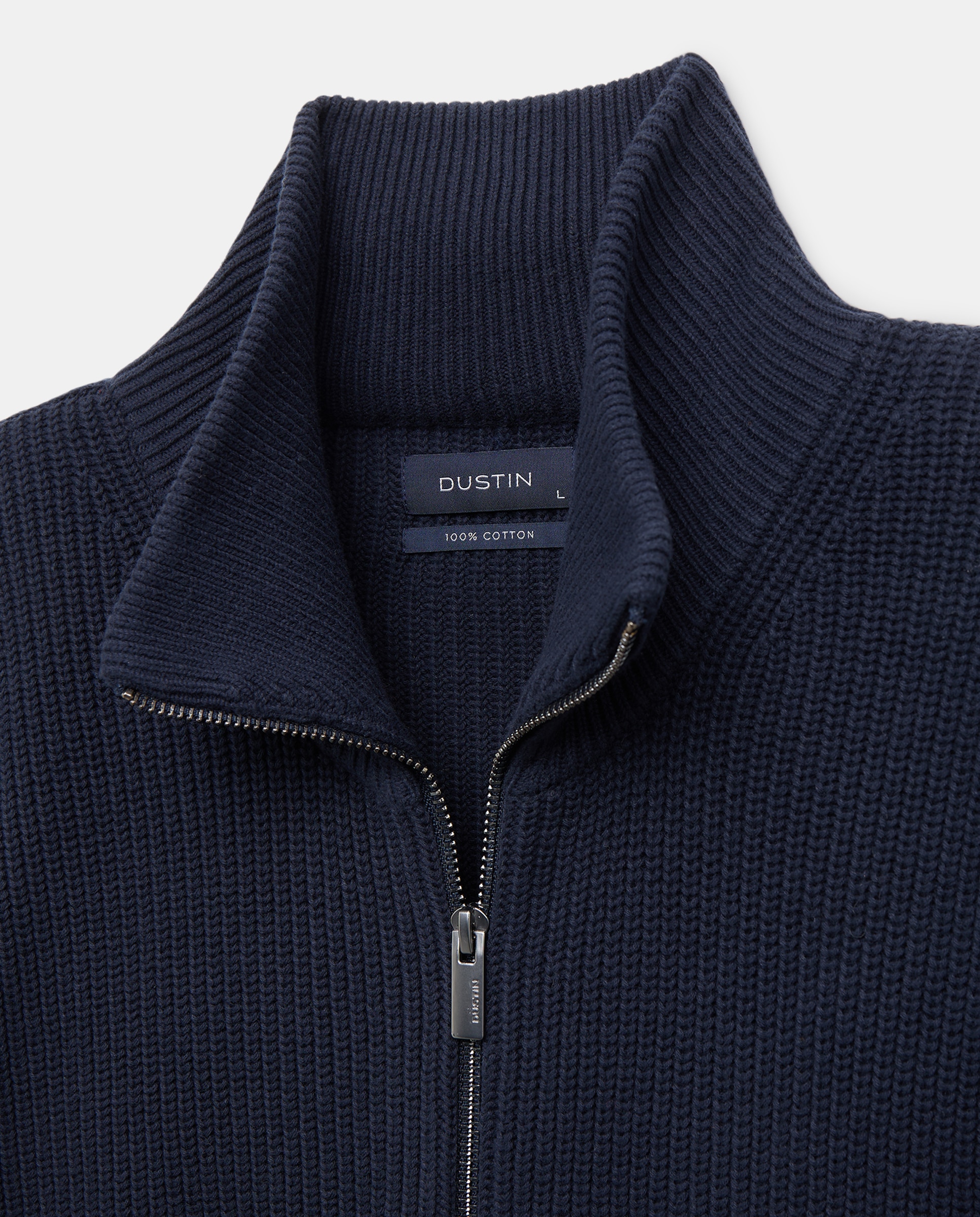 Imagen 2 de Cardigan cremallera lisa 100% algodón de hombre - Dustin - Azul marino Azul marino