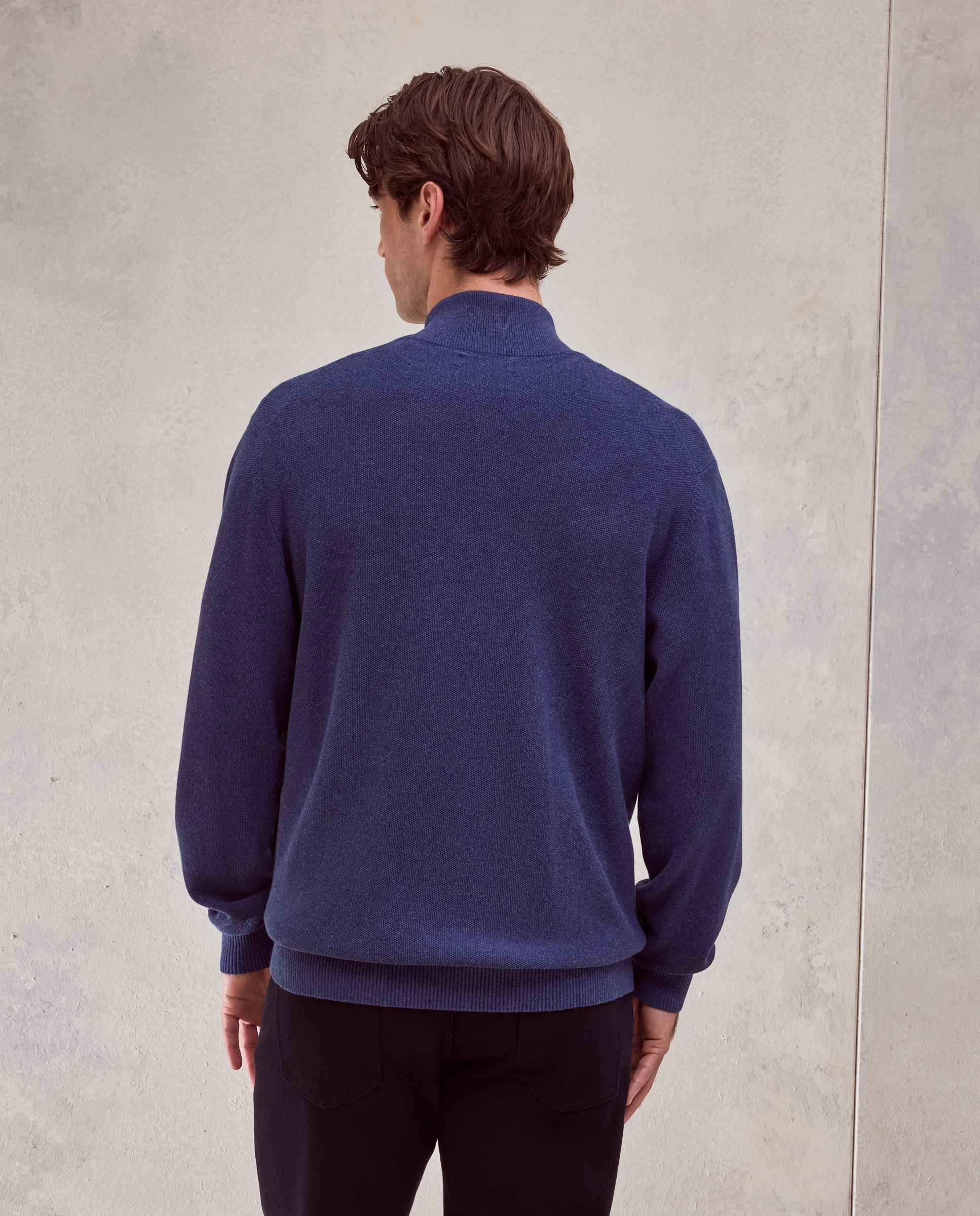 Cardigan cremallera estructura 100% algodón de hombre - Dustin - Azul Azul-3