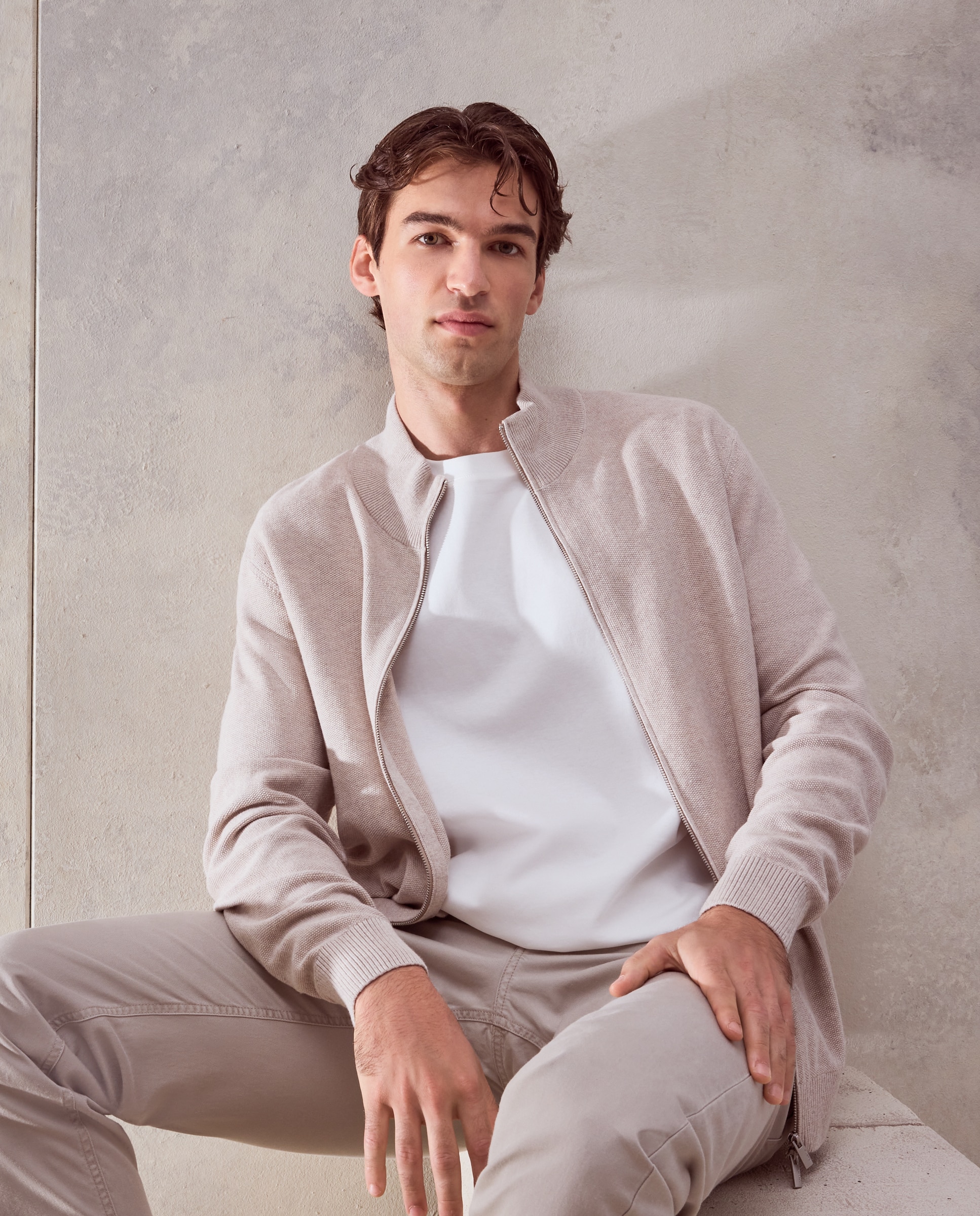 Cardigan cremallera estructura 100% algodón de hombre - Dustin - Crudo Crudo-1