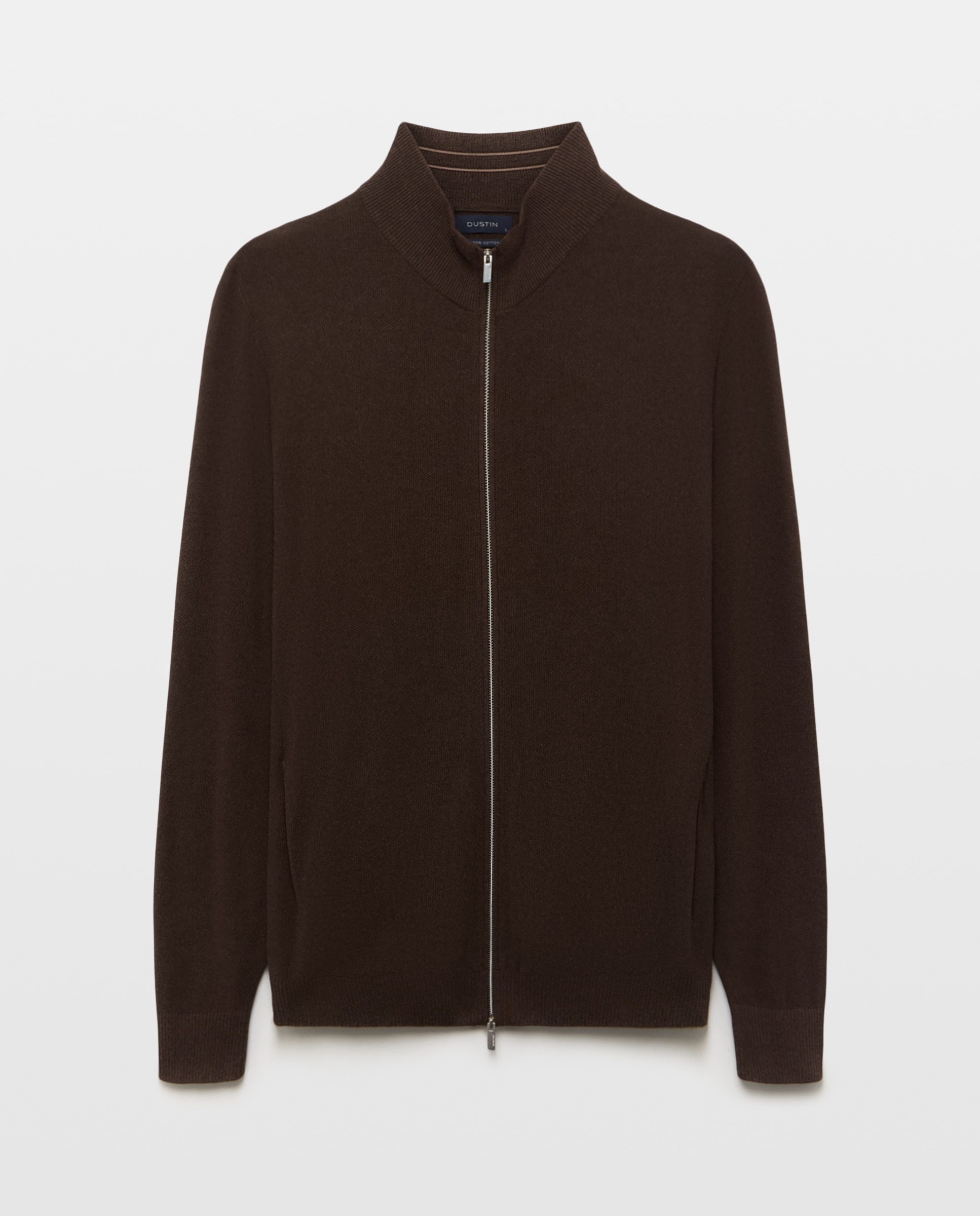 Cardigan cremallera estructura 100% algodón de hombre - Dustin - Marrón oscuro Marrón oscuro-4