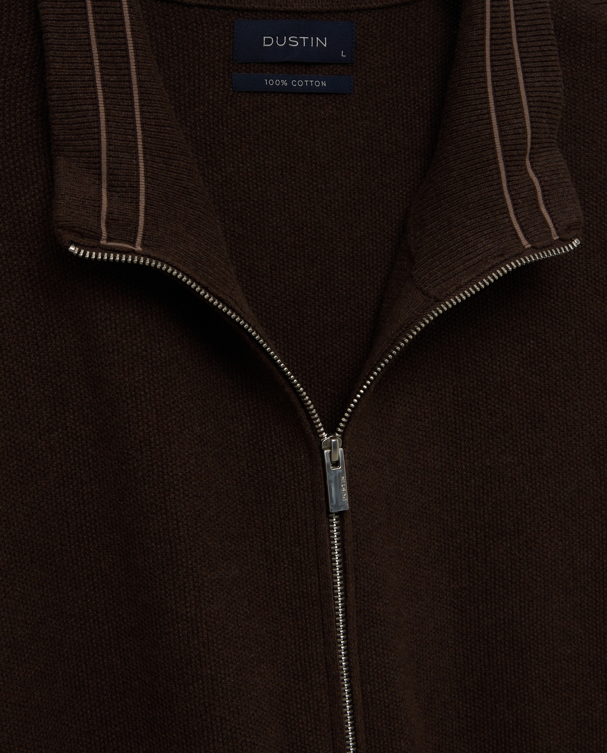 Cardigan cremallera estructura 100% algodón de hombre - Dustin - Marrón oscuro Marrón oscuro-5