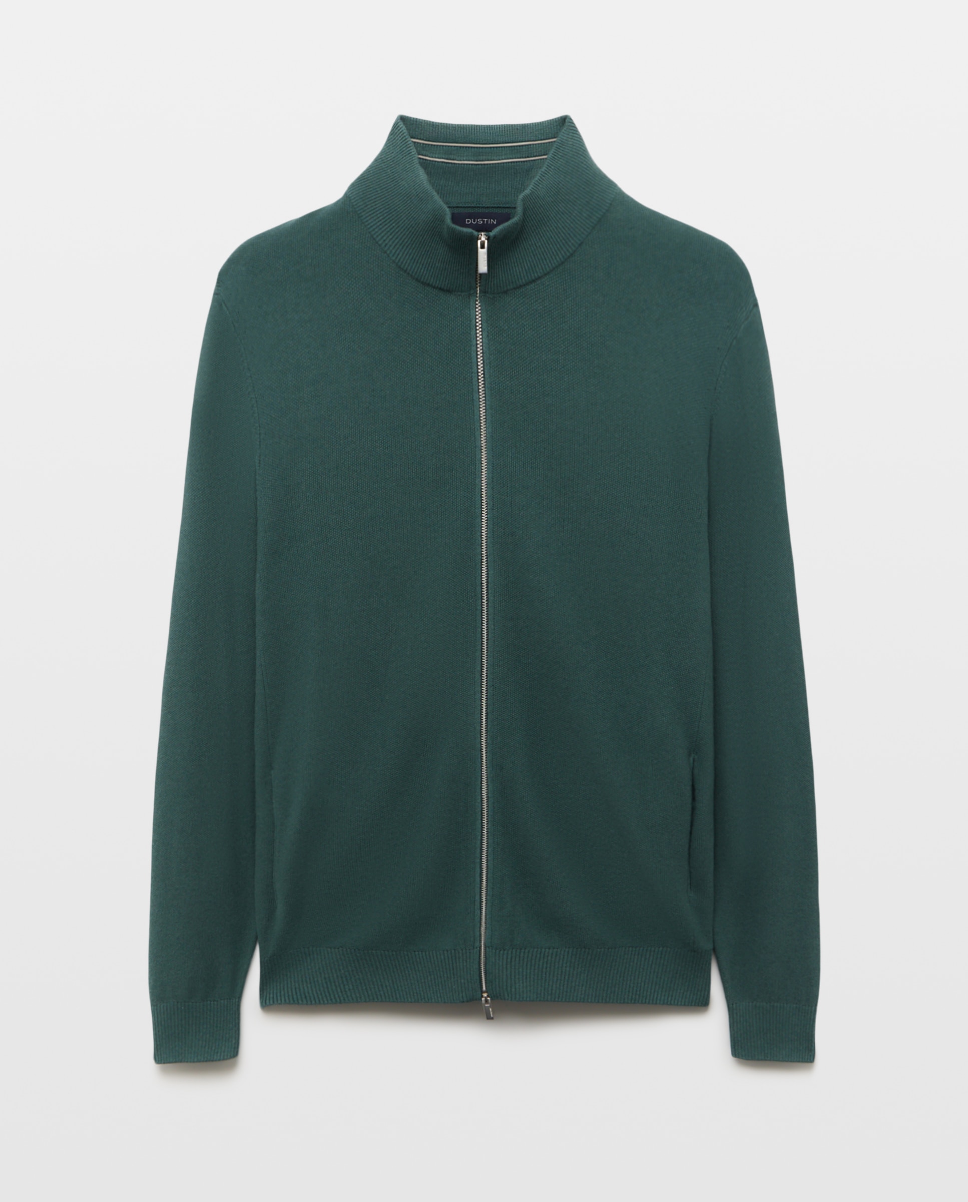 Cardigan cremallera estructura 100% algodón de hombre - Dustin - Verde oscuro Verde oscuro-4