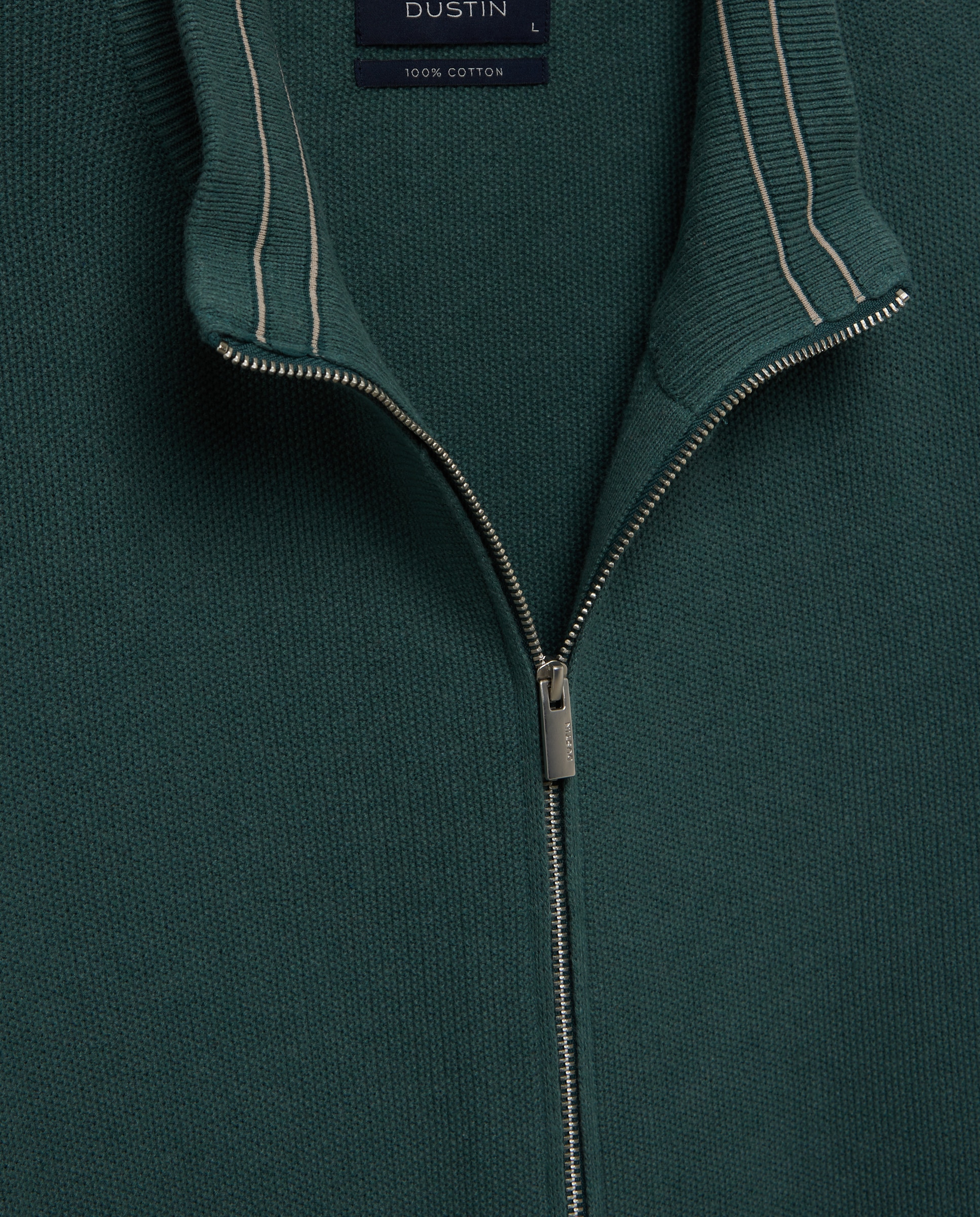 Cardigan cremallera estructura 100% algodón de hombre - Dustin - Verde oscuro Verde oscuro-5