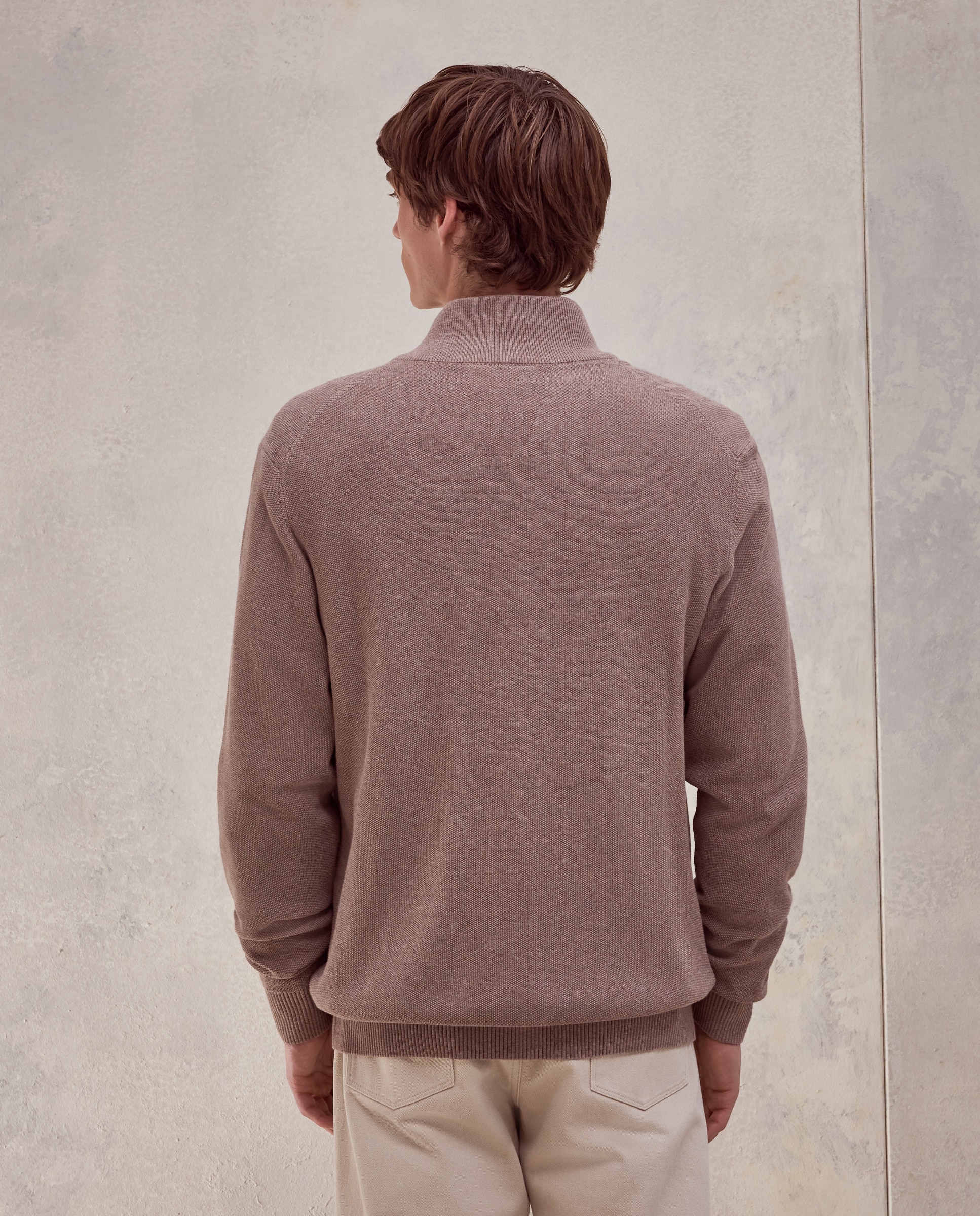 Cardigan cremallera estructura 100% algodón de hombre - Dustin - Beige Beige-3