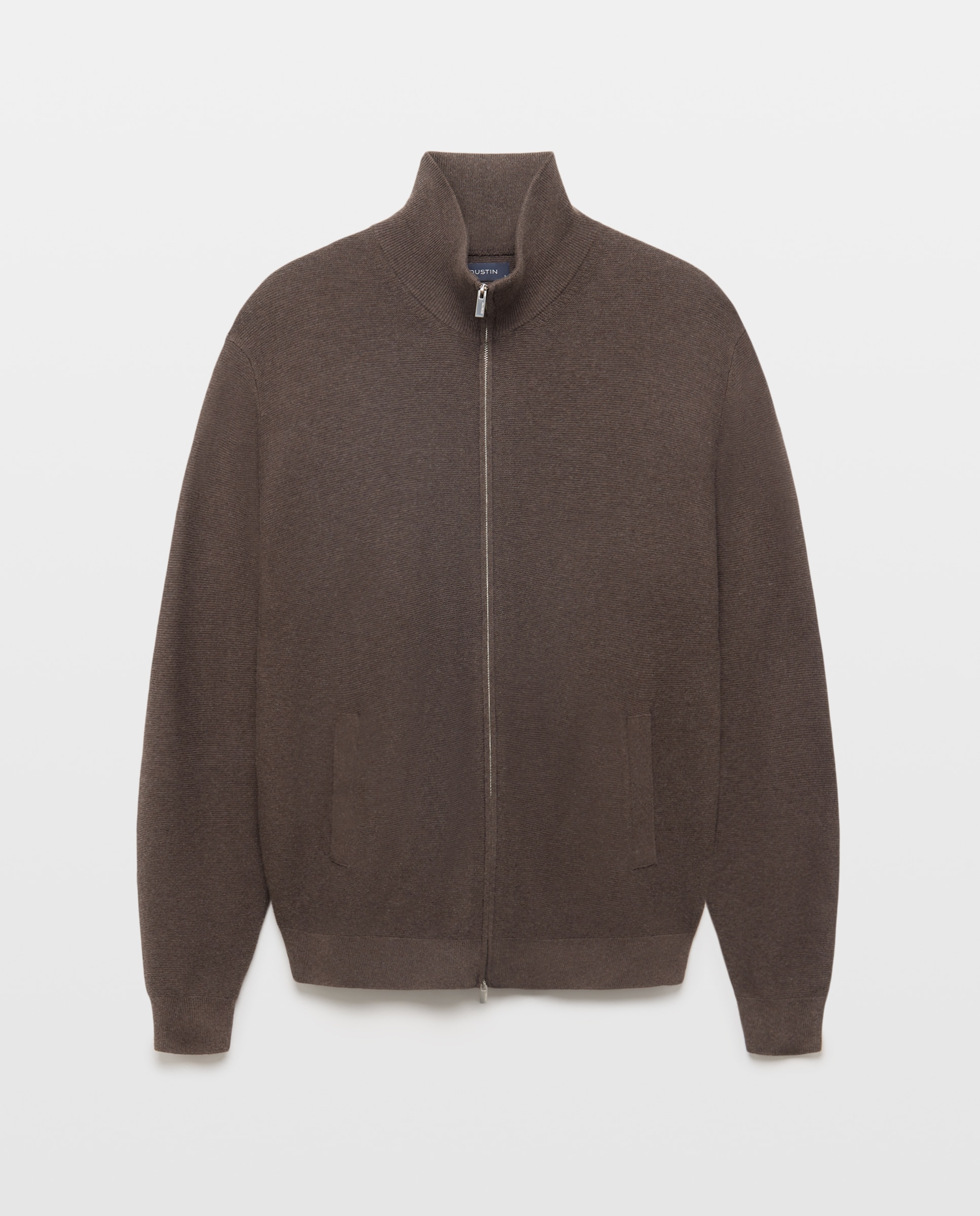 Cardigan cremallera estrucutura algodón - Dustin - cashmere de hombre - Marrón oscuro Marrón oscuro-4