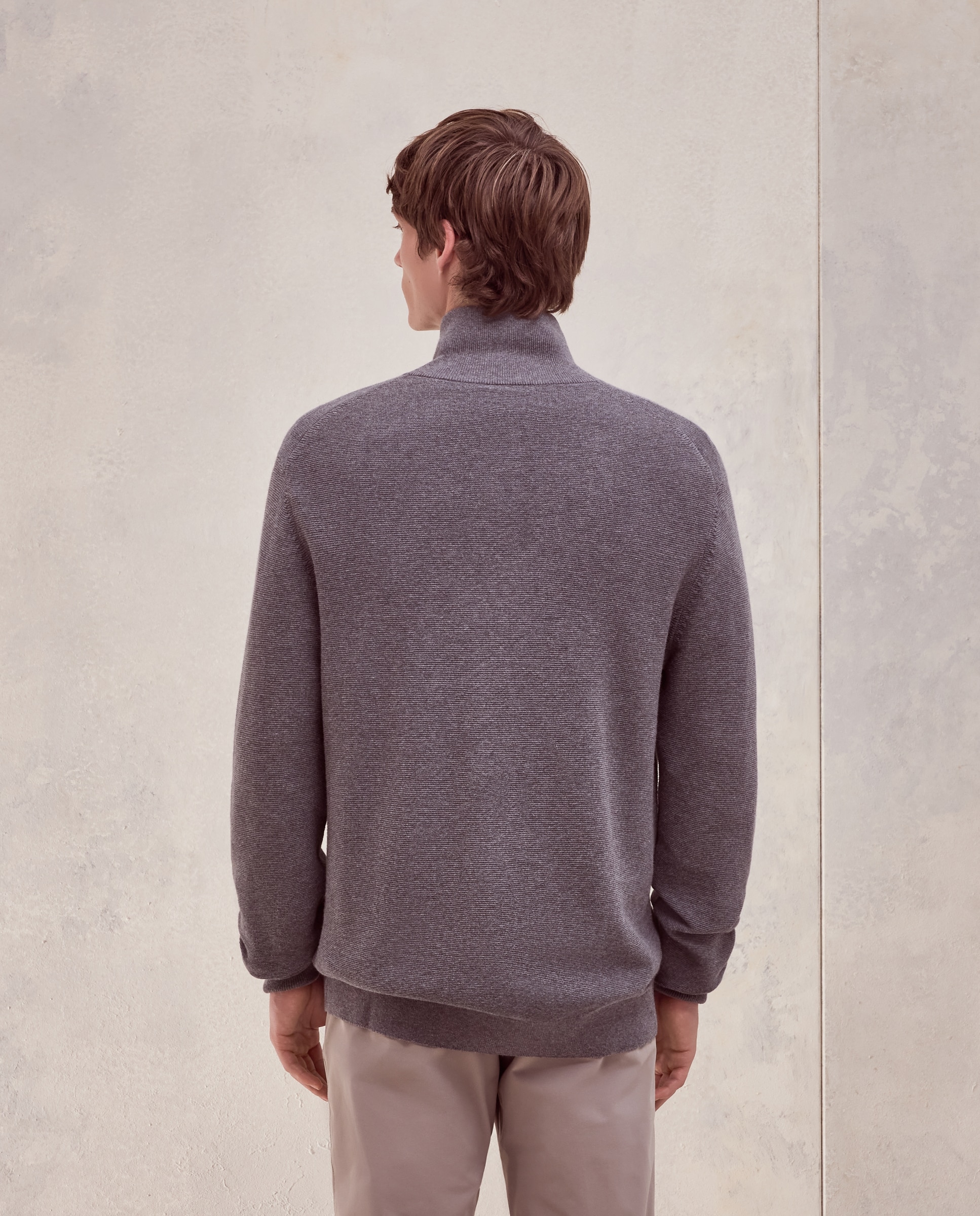 Cardigan cremallera estrucutura algodón - Dustin - cashmere de hombre - Gris oscuro Gris oscuro-3