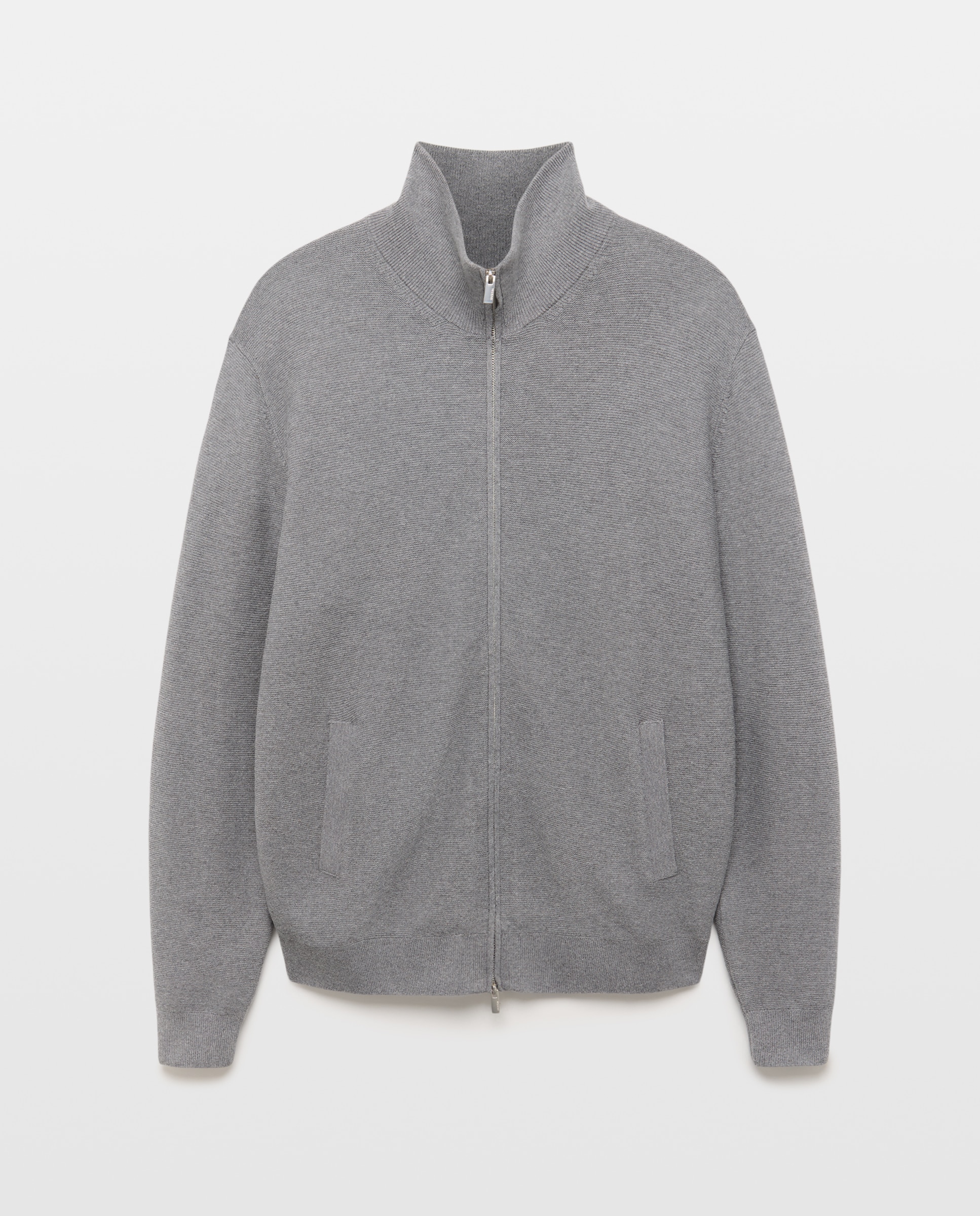Cardigan cremallera estrucutura algodón - Dustin - cashmere de hombre - Gris oscuro Gris oscuro-4