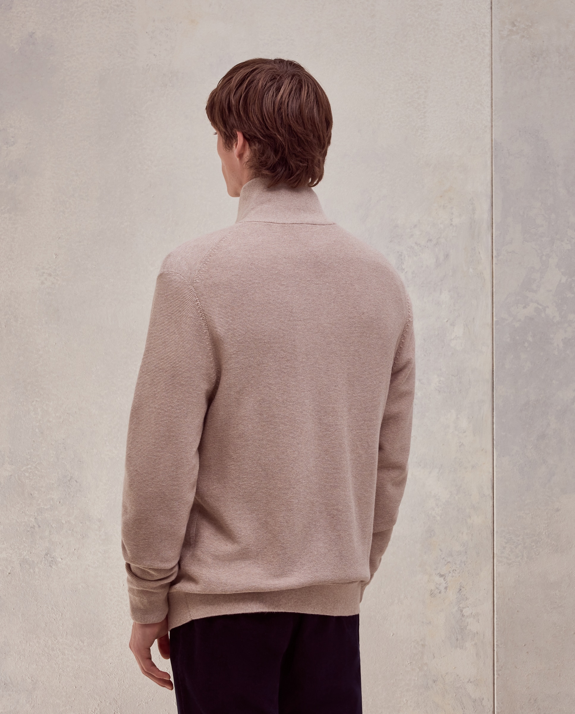 Cardigan cremallera estrucutura algodón - Dustin - cashmere de hombre - Beige Beige-3