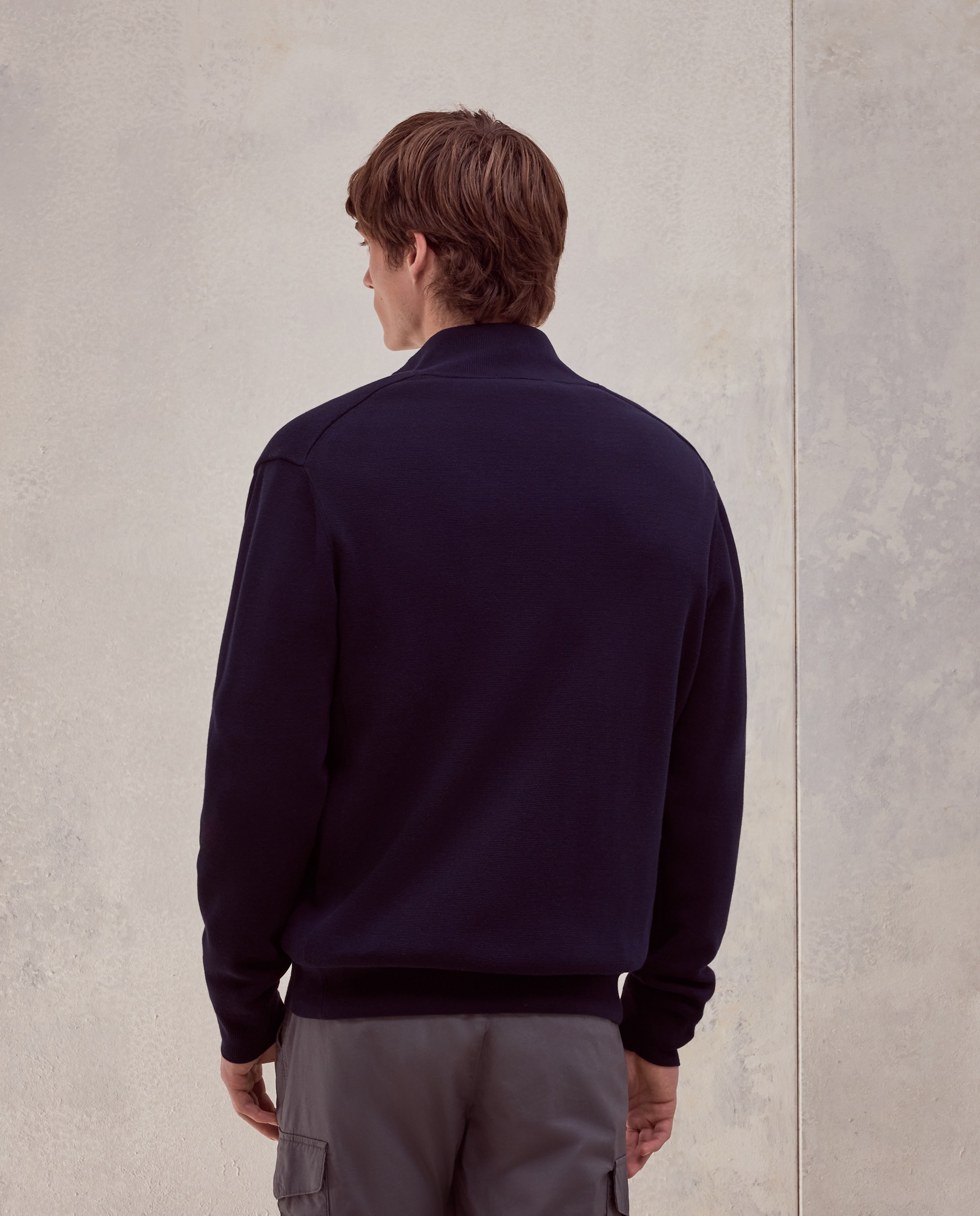 Cardigan cremallera acolchado interior 100% algodón de hombre - Dustin - Azul marino Azul marino-3