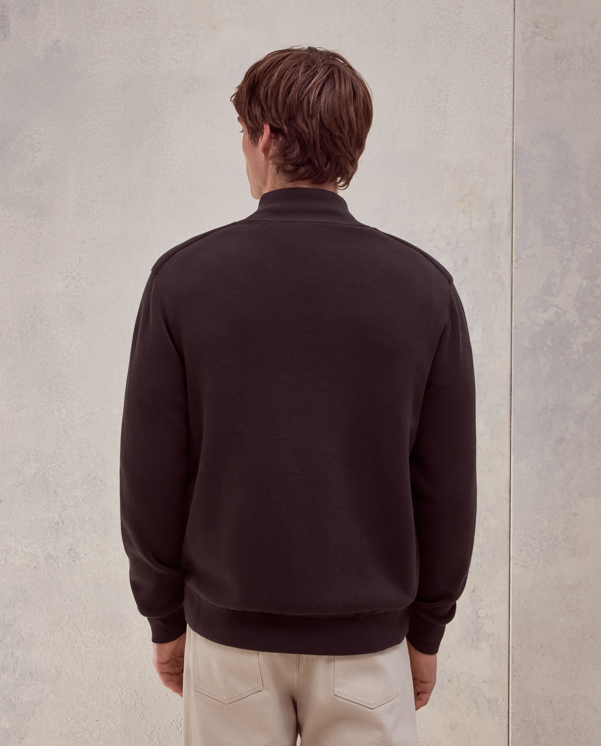 Cardigan cremallera acolchado interior 100% algodón de hombre - Dustin - Verde oscuro Verde oscuro-2