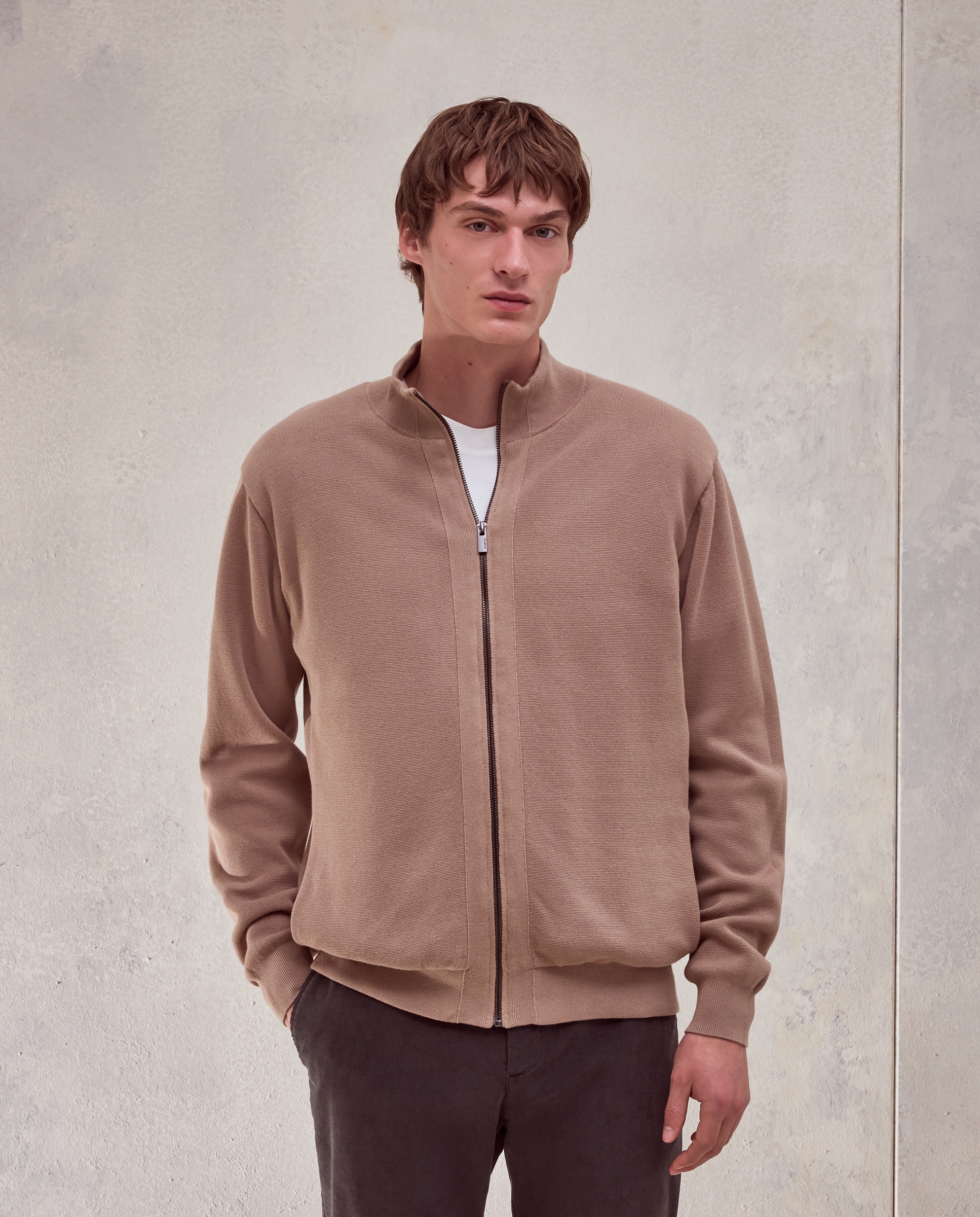 Imagen 0 de Cardigan cremallera acolchado interior 100% algodón de hombre Marrón claro
