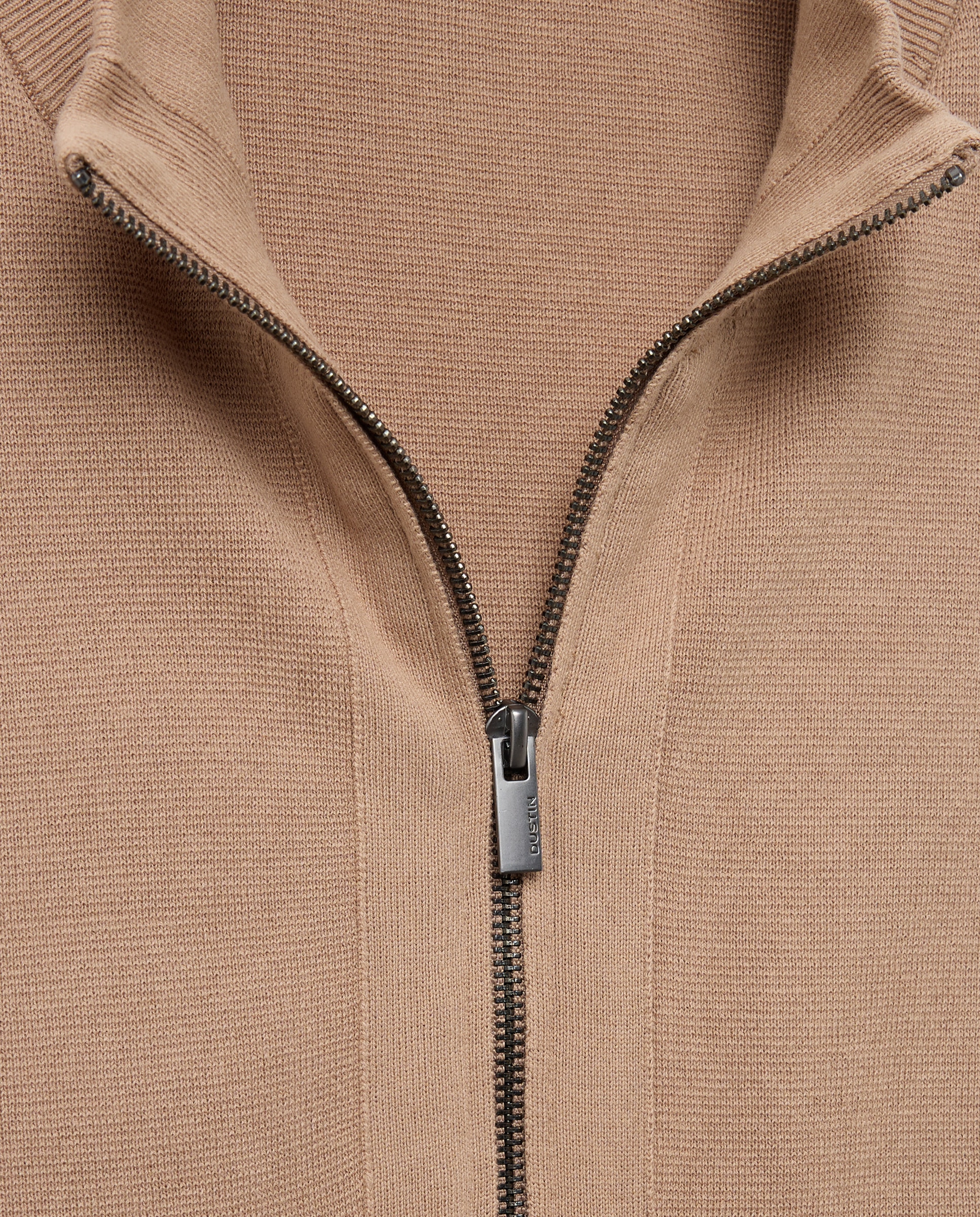 Cardigan cremallera acolchado interior 100% algodón de hombre - Dustin - Marrón claro Marrón claro-5