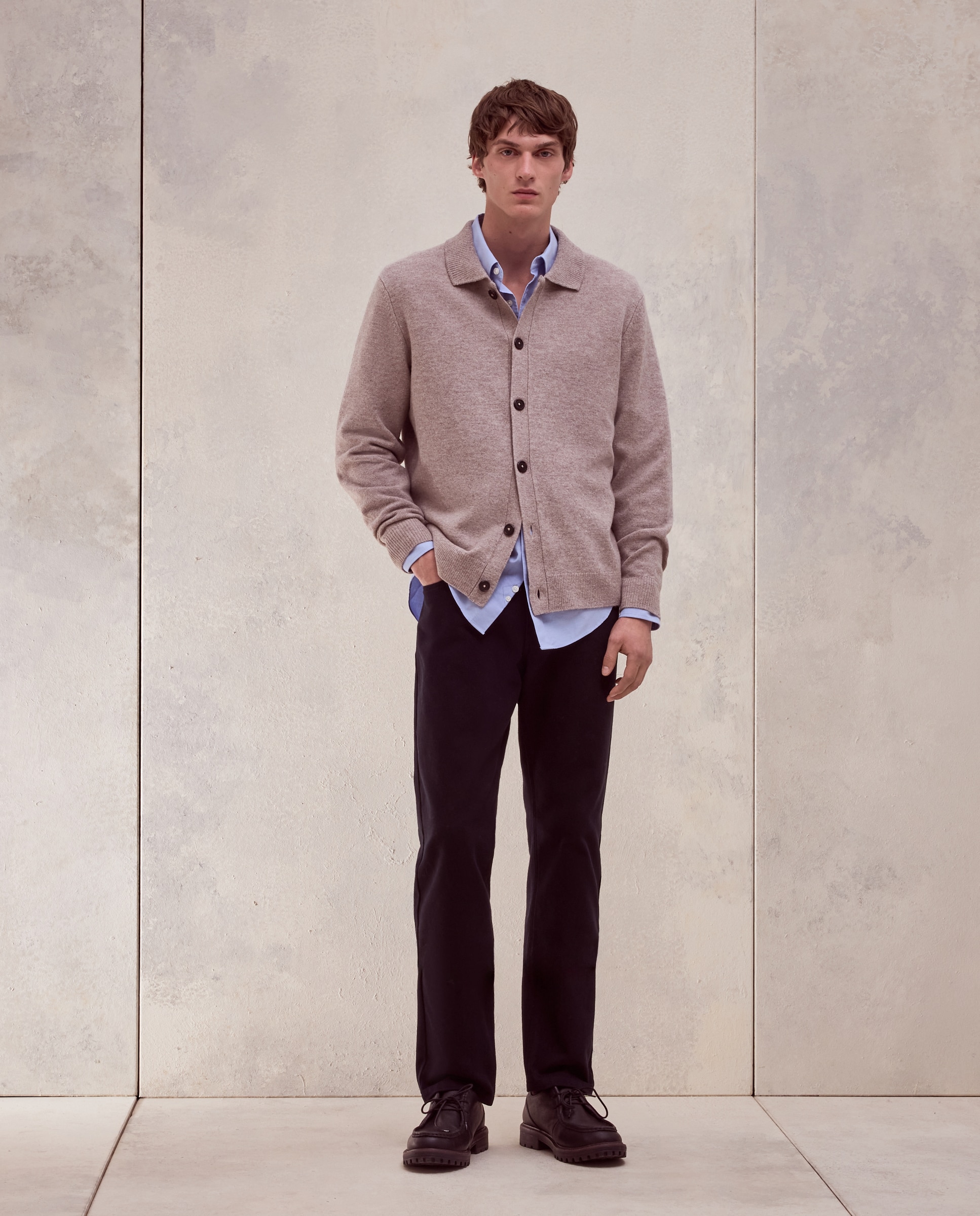 Imagen 2 de Cardigan botones liso 100% lambswool de hombre - Dustin - Marrón claro Marrón claro