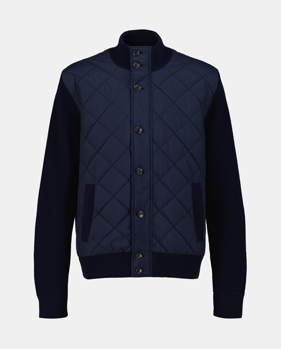 Cardigan com Fecho de Correr à Frente e em Nylon Azul-marinho-5