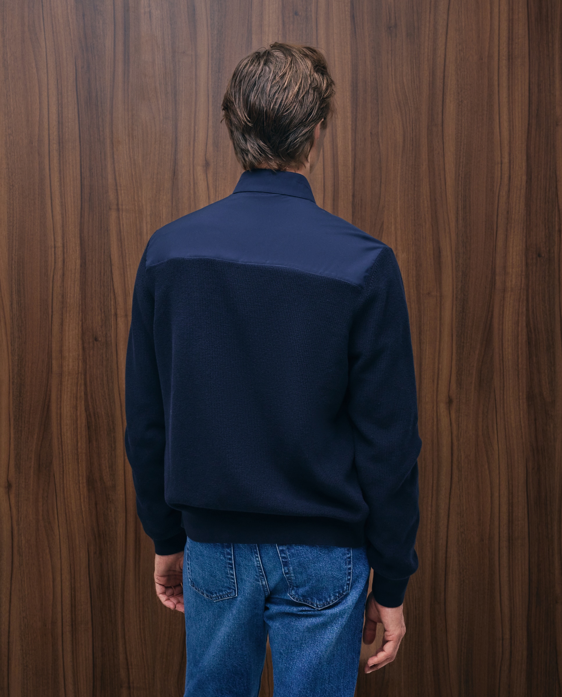 Cardigan delantero nylon fina de hombre - Emidio Tucci - Azul marino Azul marino-4
