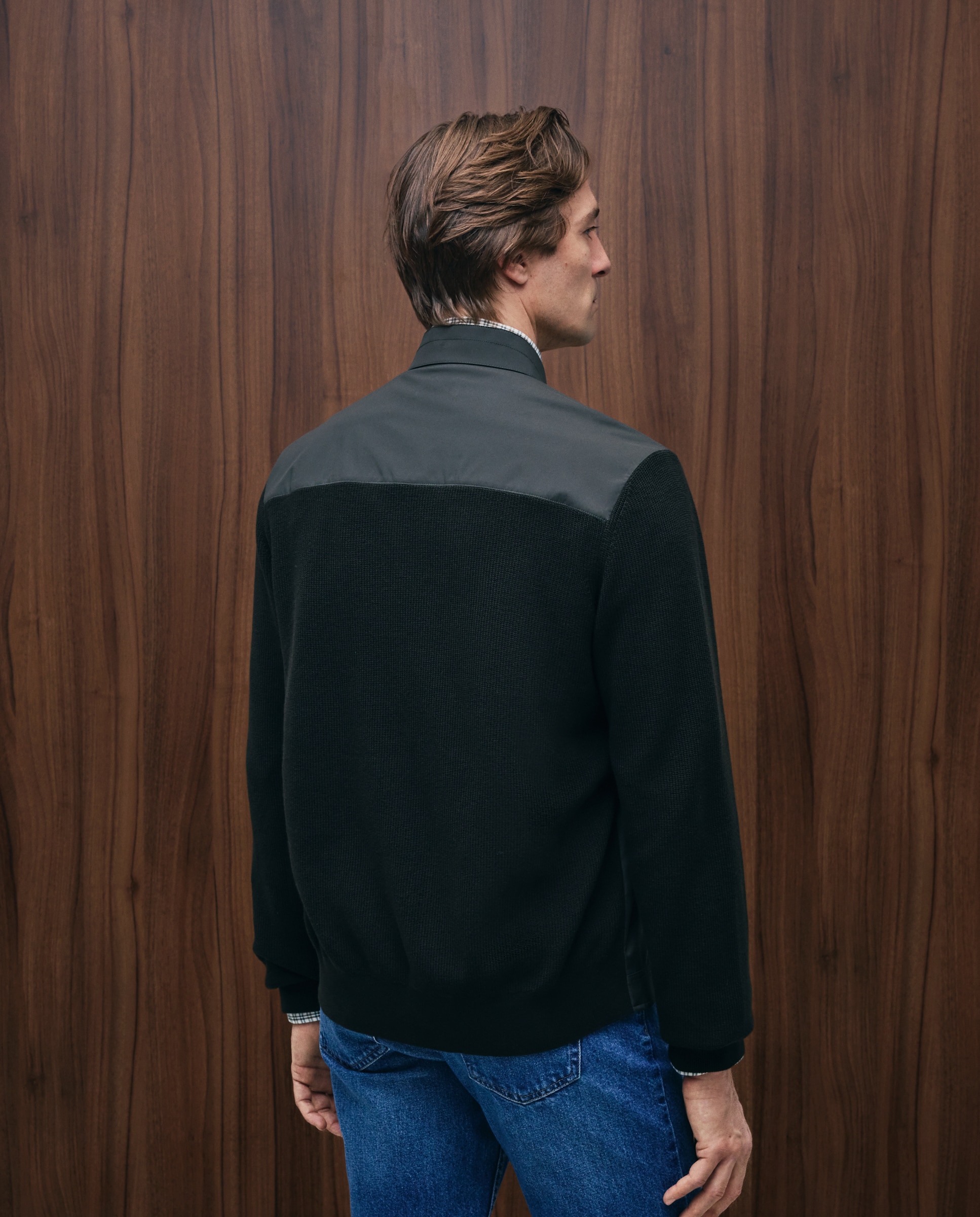 Cardigan com Fecho de Correr à Frente e em Nylon Caqui-4