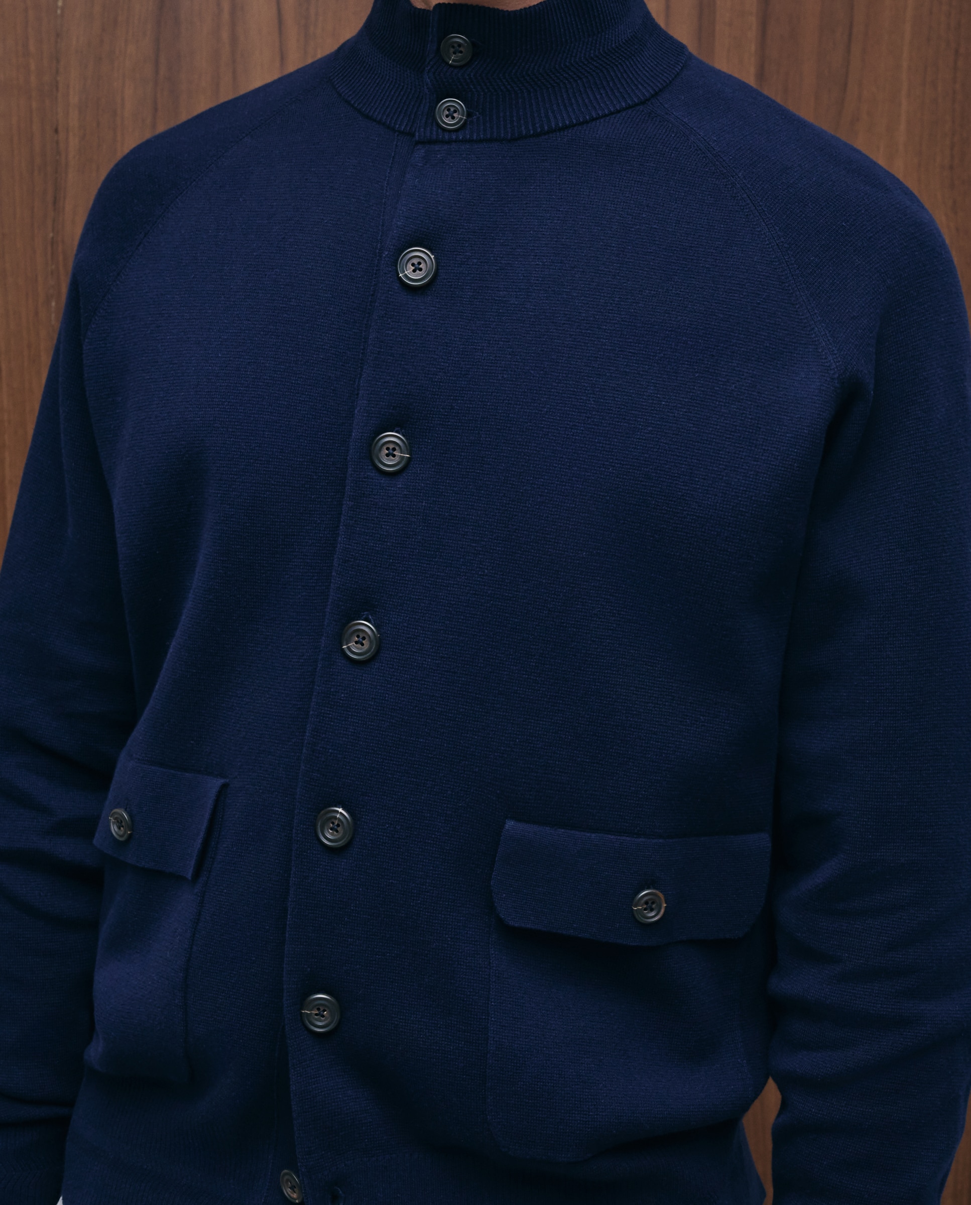 Cardigan com Botões em Malha Grossa Azul-marinho-3