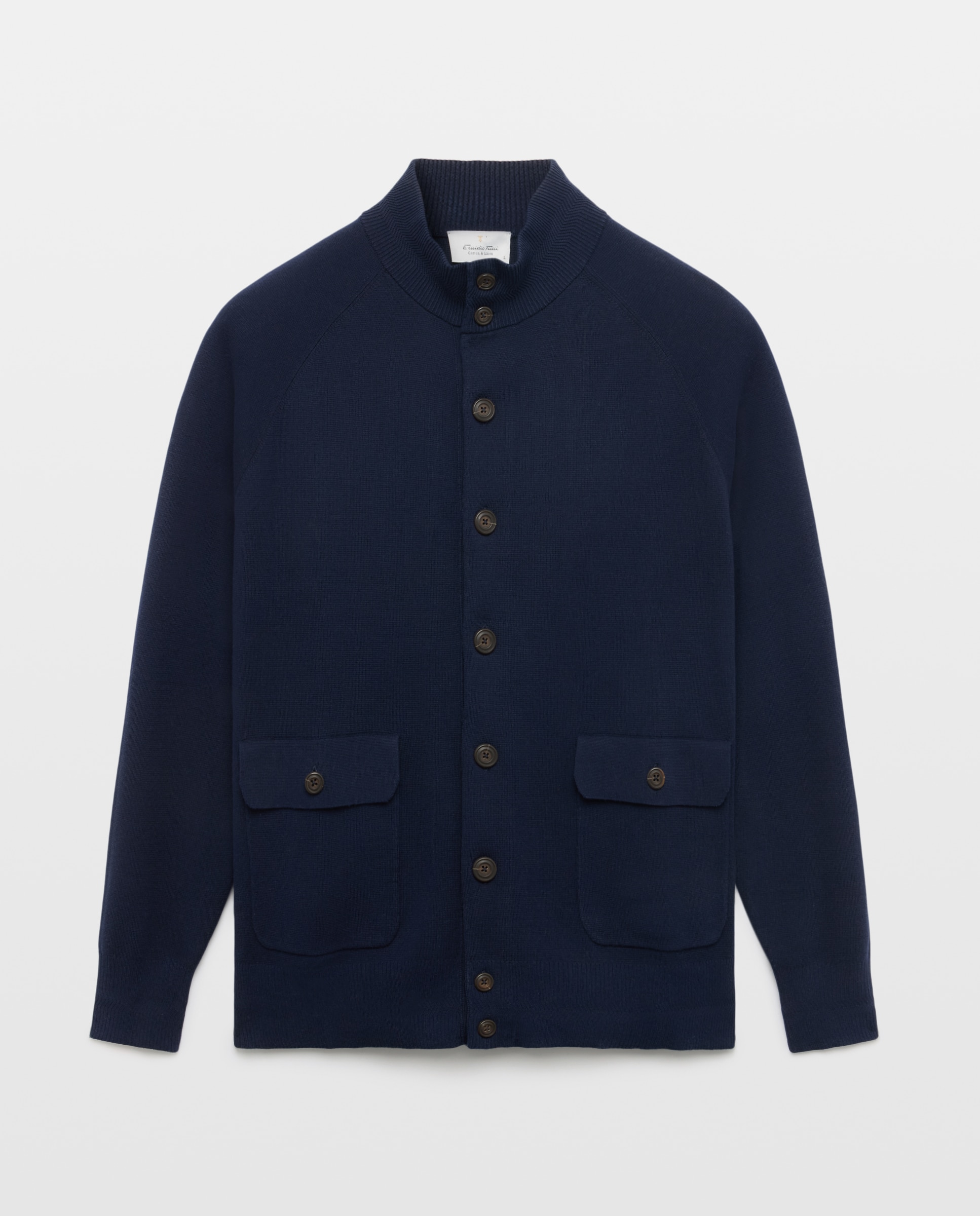Cardigan com Botões em Malha Grossa Azul-marinho-5