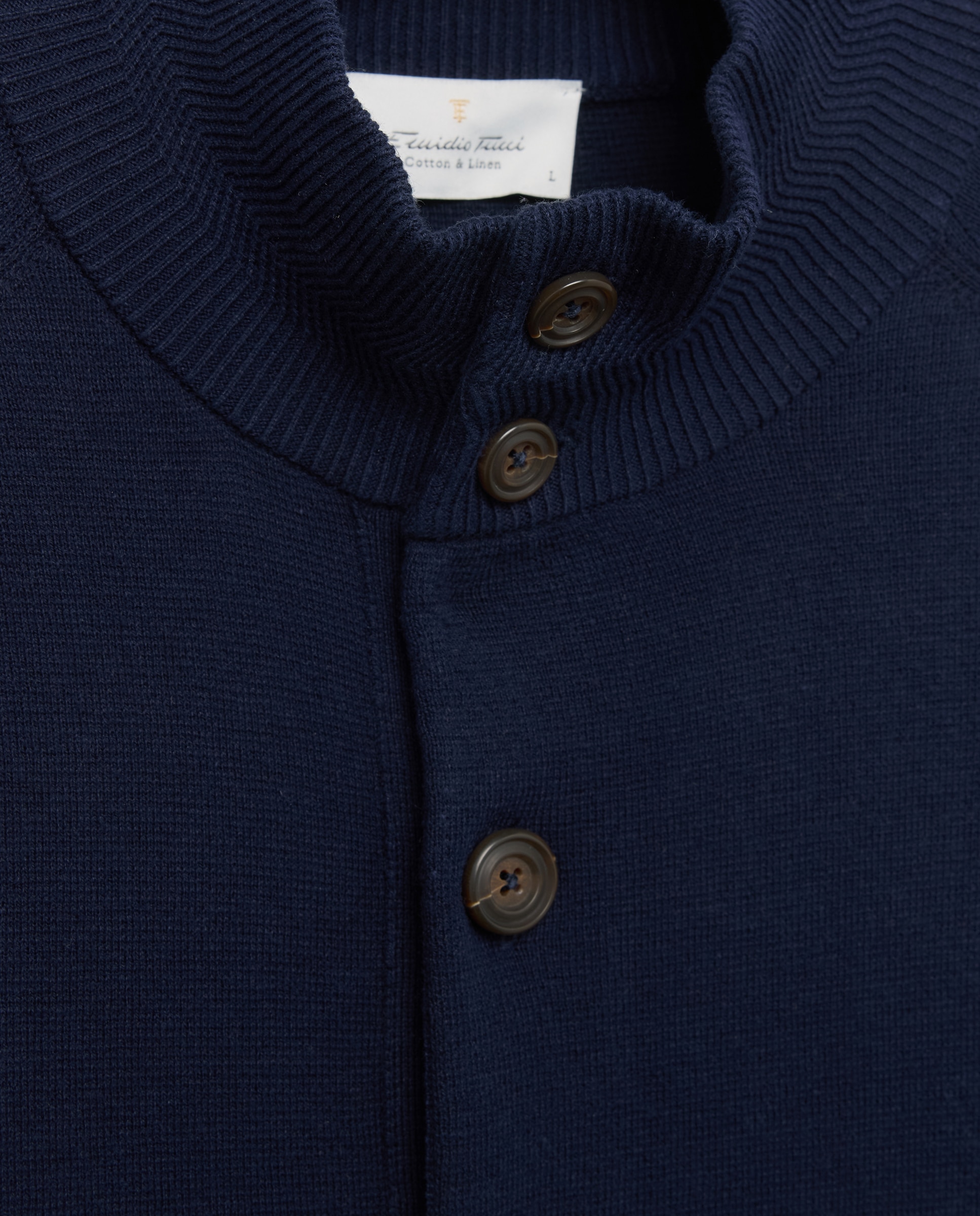 Cardigan com Botões em Malha Grossa Azul-marinho-6