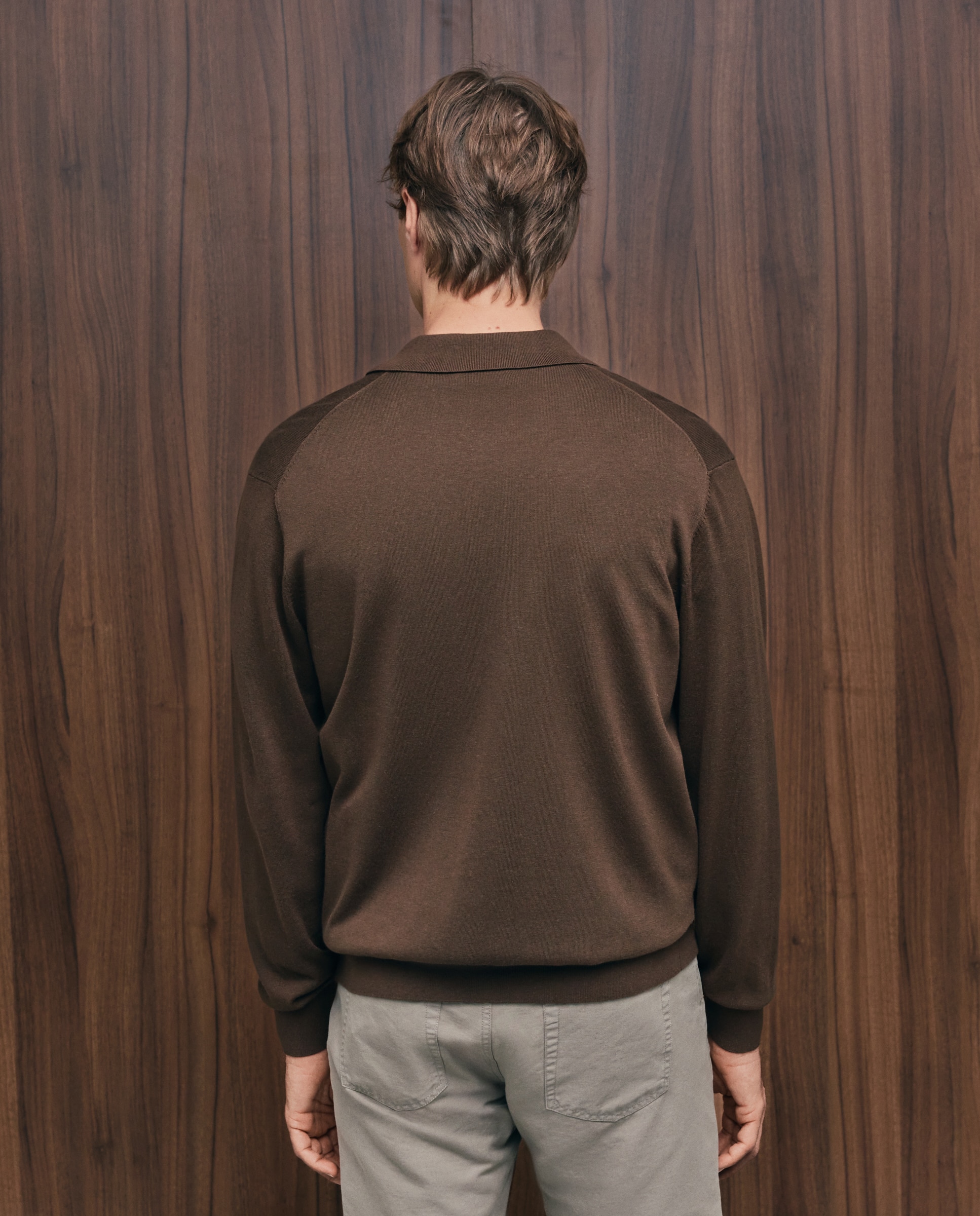 Cardigan de Algodão/Seda com Botões Castanho-escuro-3