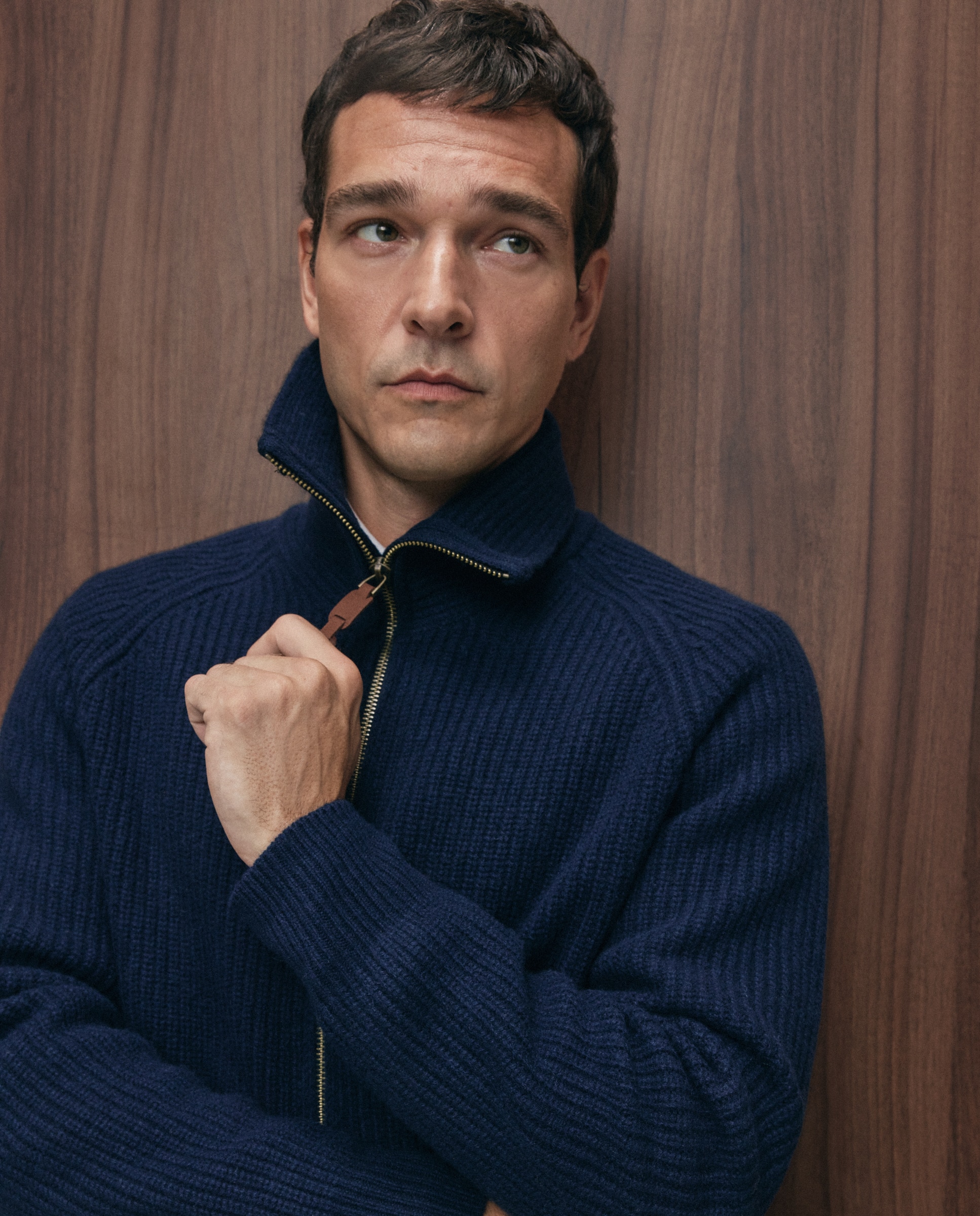 Cardigan cremallera canale 100% lambswool de hombre - Emidio Tucci - Azul marino Azul marino-2