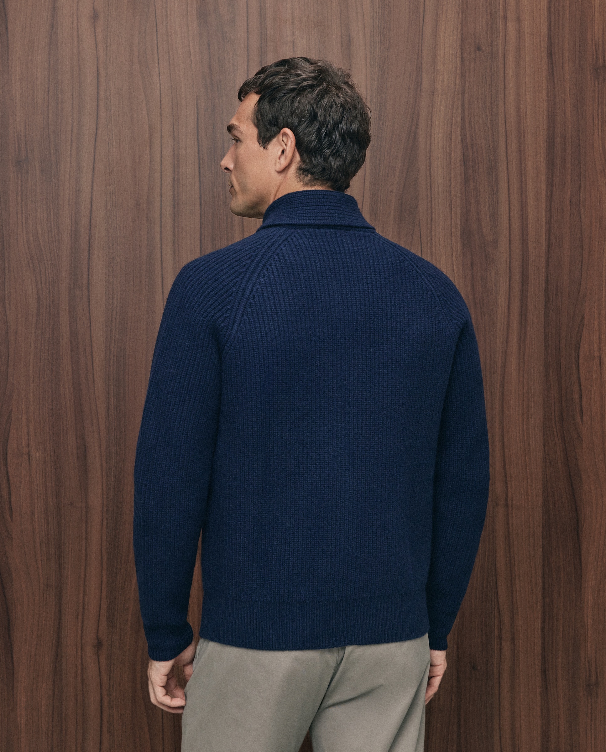 Cardigan cremallera canale 100% lambswool de hombre - Emidio Tucci - Azul marino Azul marino-3