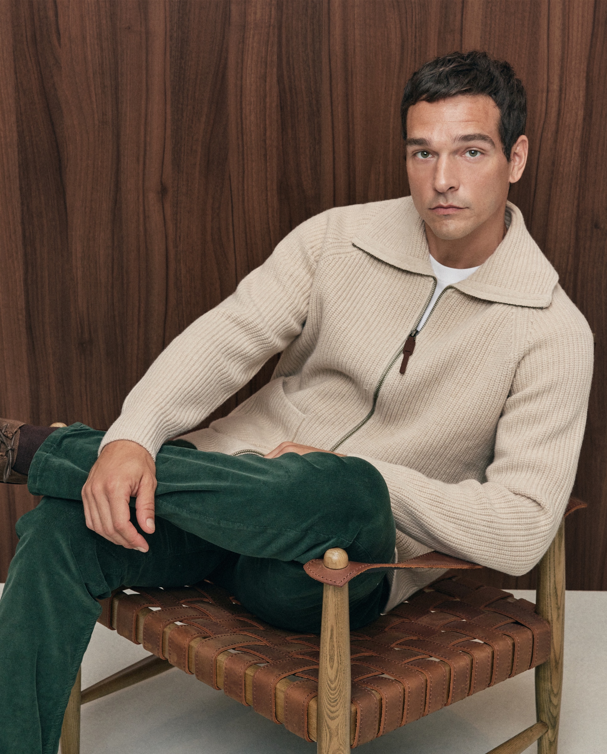 Imagem 0 de Cardigan Canelado 100% Lambswool com Fecho de Correr