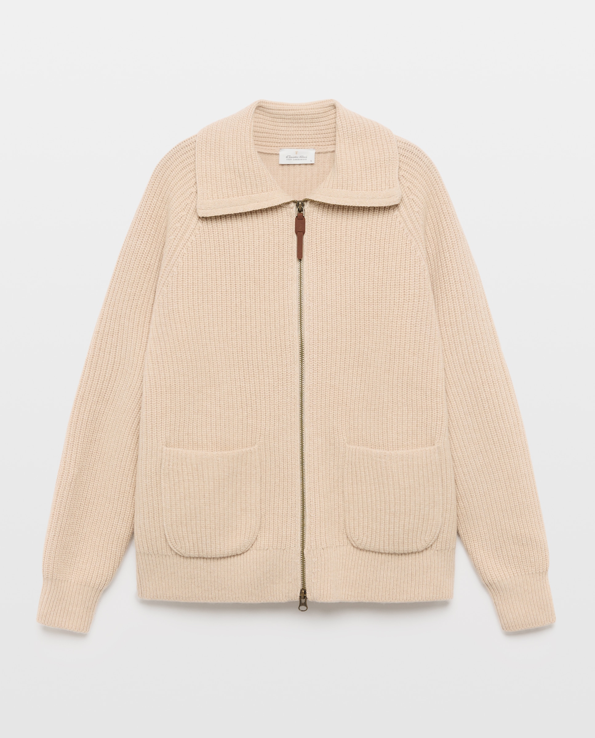 Cardigan de hombre cremallera punto canale - Emidio Tucci - Beige Beige-1