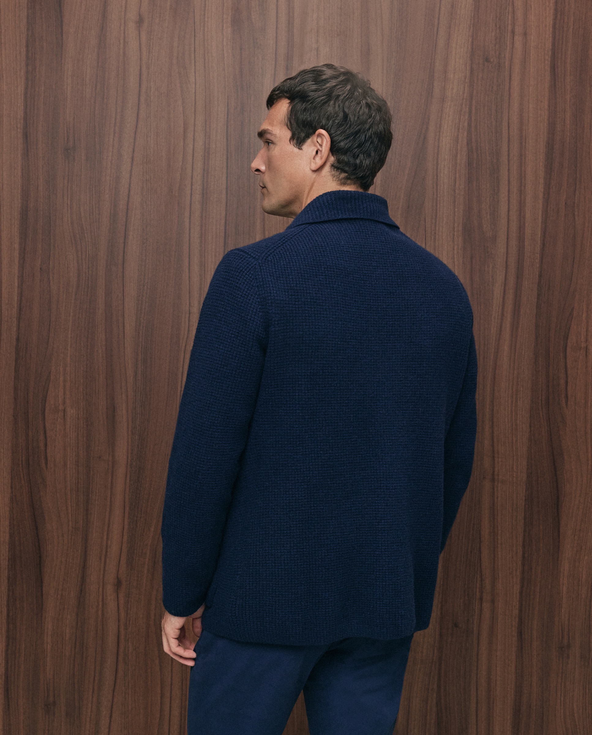 Cardigan estructura 100% lambswool de hombre - Emidio Tucci - Azul marino Azul marino-3