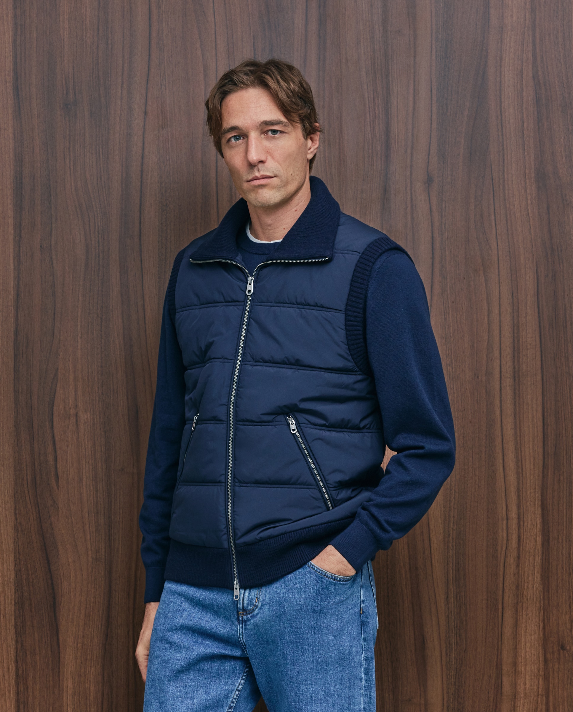 Chaleco de hombre cremallera delantero nylon - Emidio Tucci - Azul marino Azul marino-2