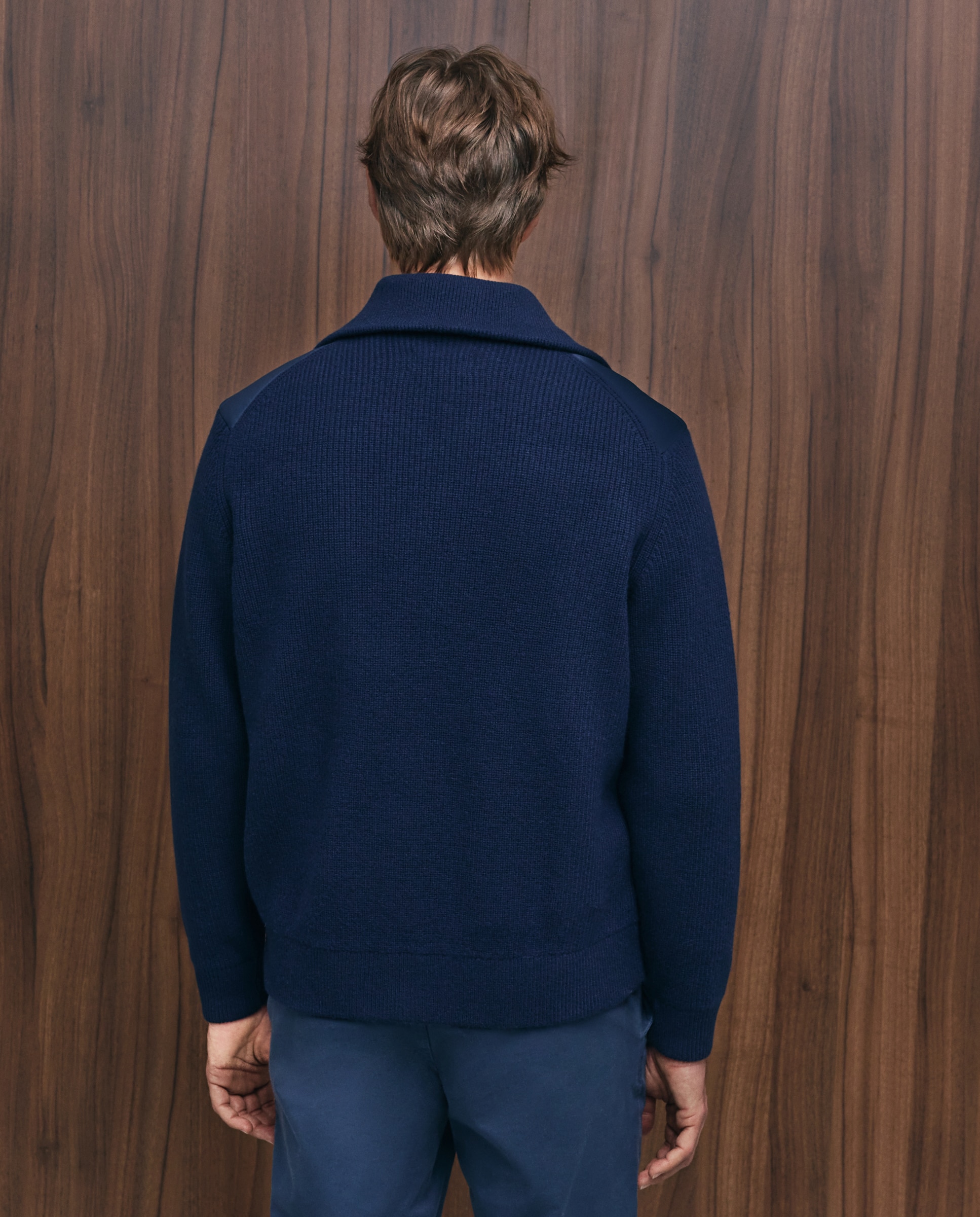 Cardigan de hombre cremallera delantero nylon - Emidio Tucci - Azul marino Azul marino-3