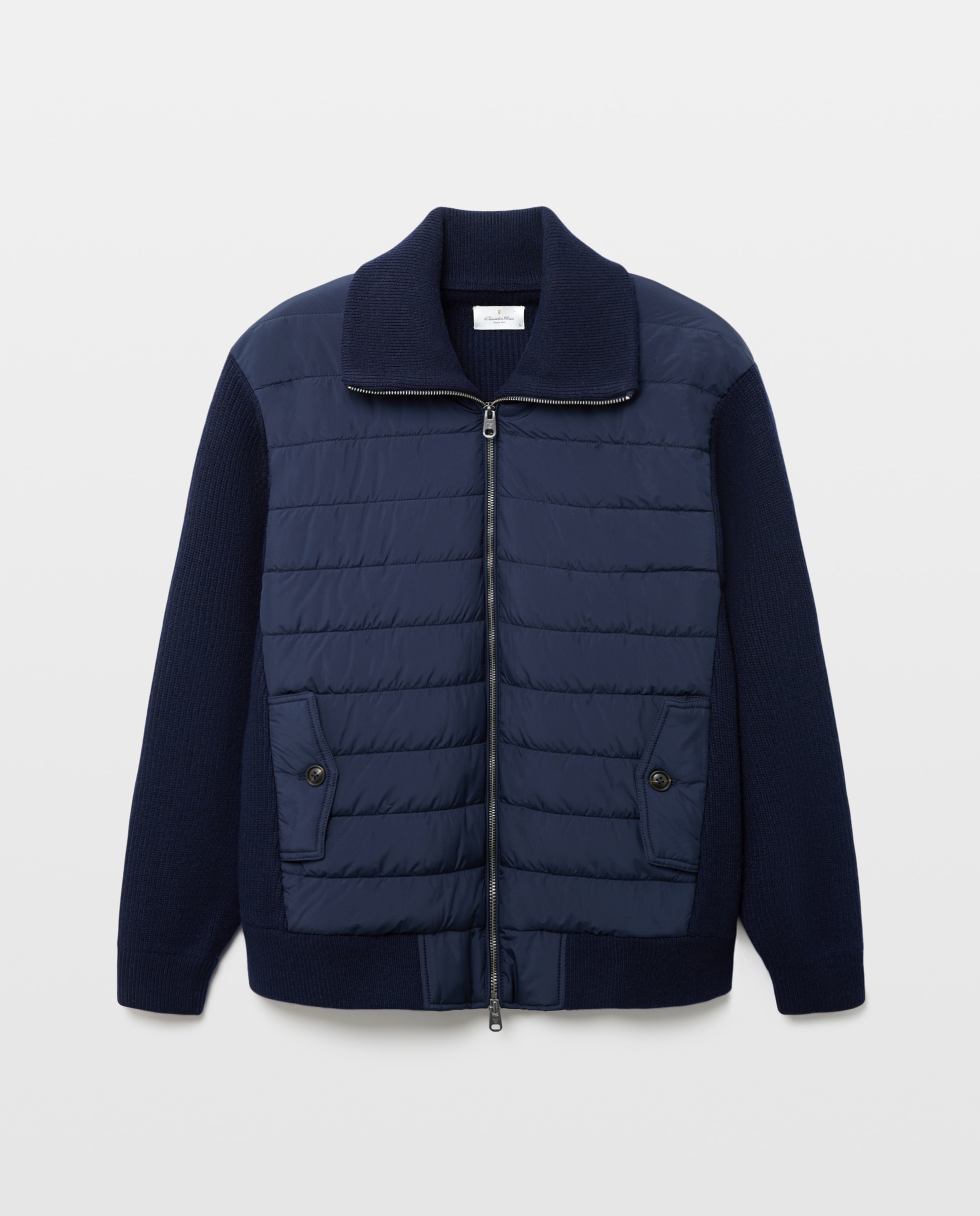 Cardigan de hombre cremallera delantero nylon - Emidio Tucci - Azul marino Azul marino-4
