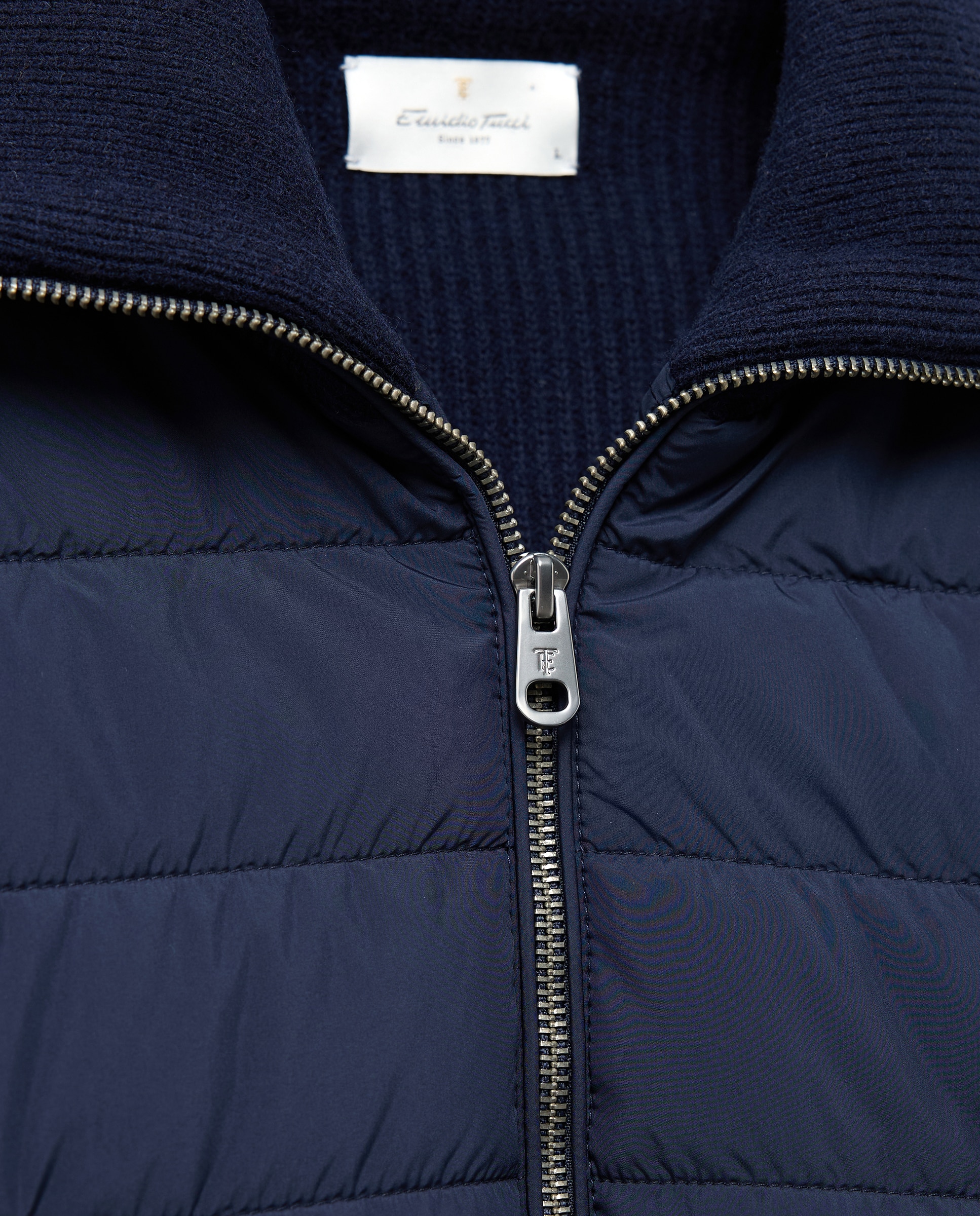 Cardigan de hombre cremallera delantero nylon - Emidio Tucci - Azul marino Azul marino-5