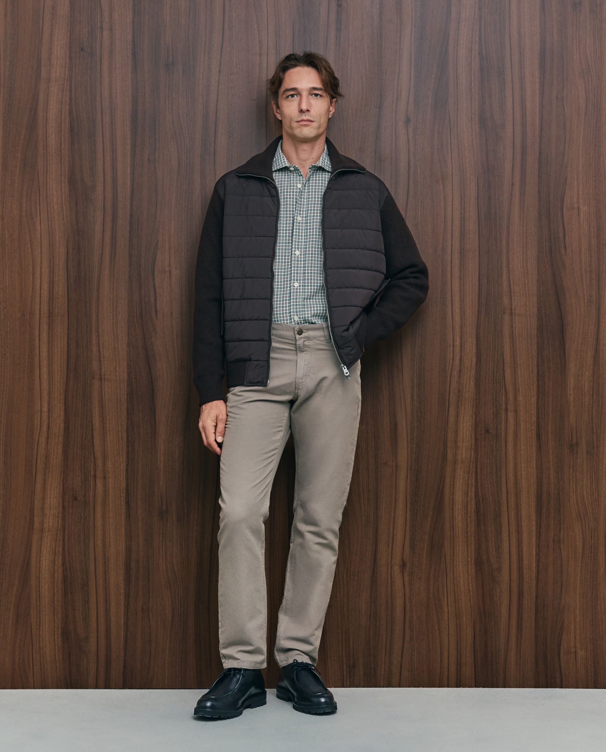 Cardigan de hombre cremallera delantero nylon - Emidio Tucci - Marrón Marrón-2