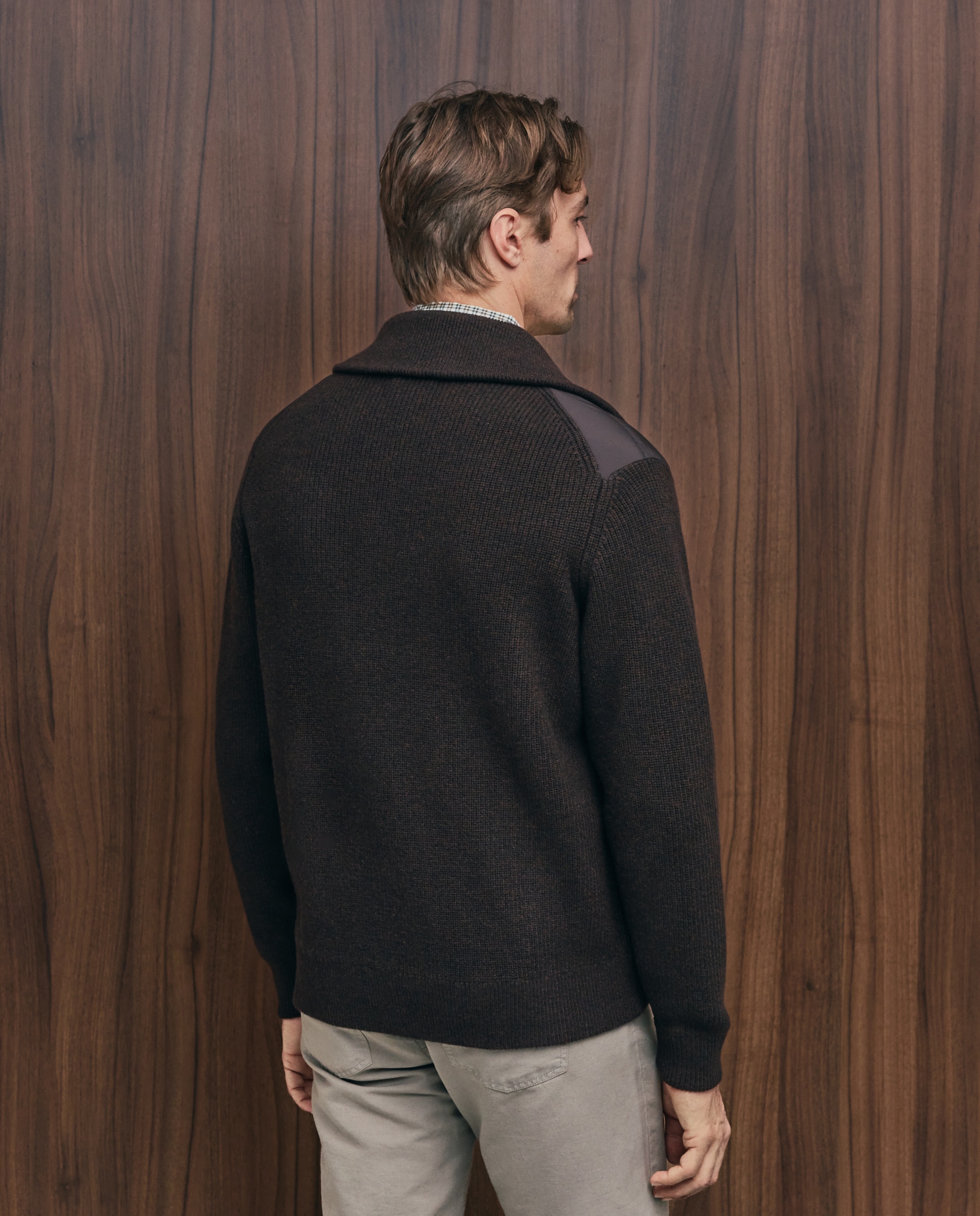 Cardigan de hombre cremallera delantero nylon - Emidio Tucci - Marrón Marrón-3