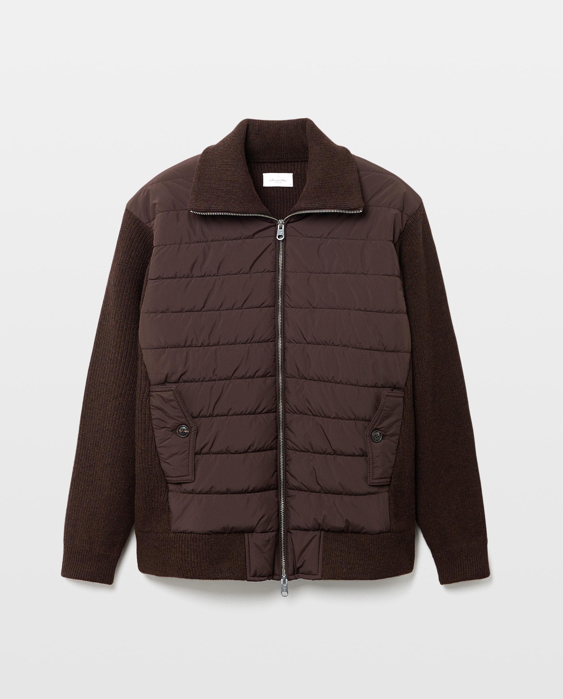 Cardigan de hombre cremallera delantero nylon - Emidio Tucci - Marrón Marrón-4